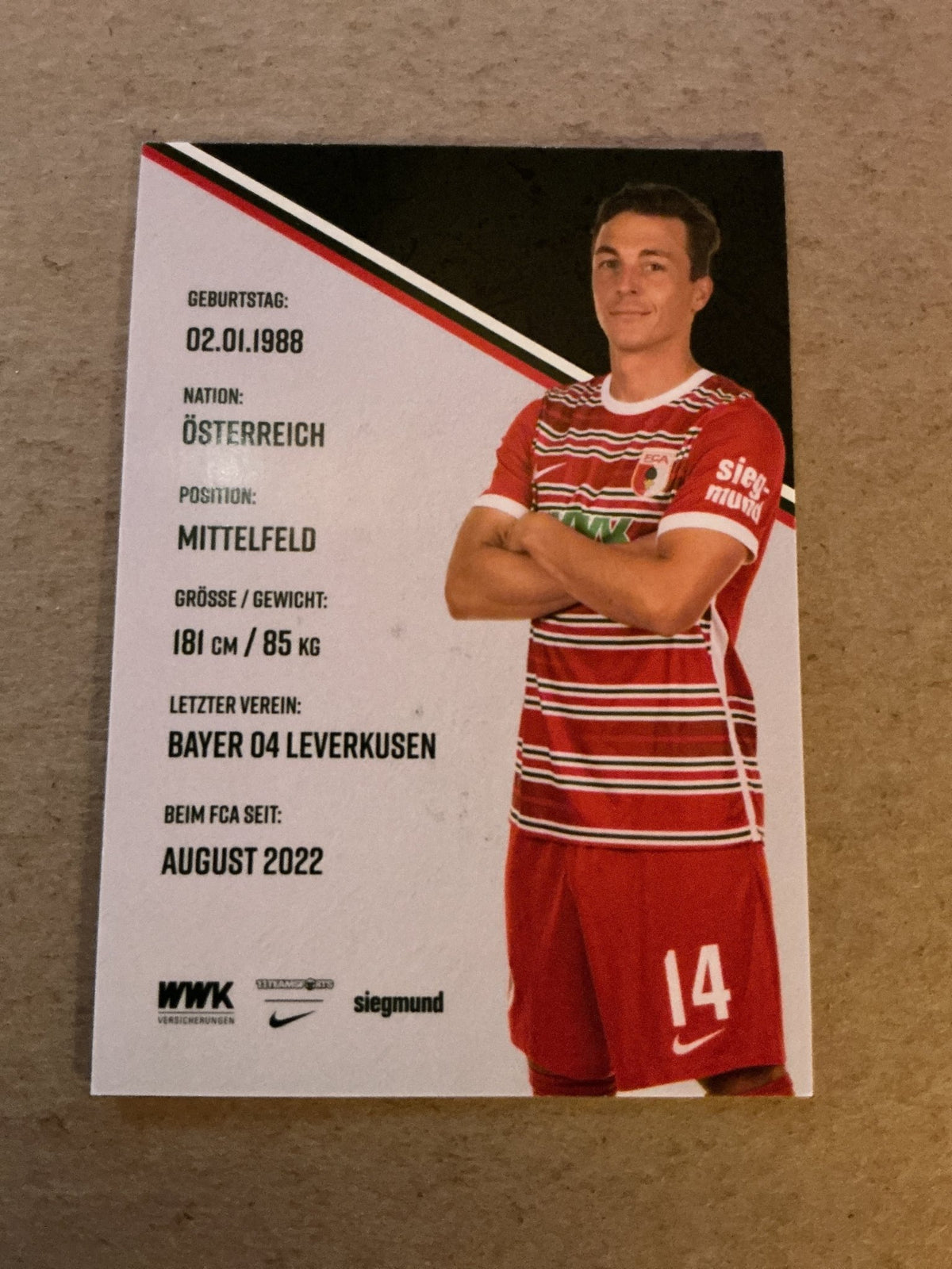 Julian Baumgartlinger, Austria 🇦🇹 FC Augsburg 2022/23 hand signed - Autographs-World
