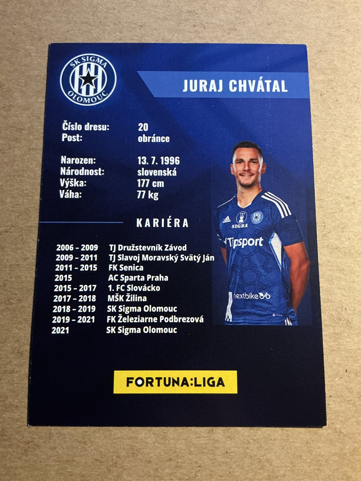 Juraj Chvátal, Slovakia 🇸🇰 SK Sigma Olomouc 2022/23 hand signed - Autographs-World