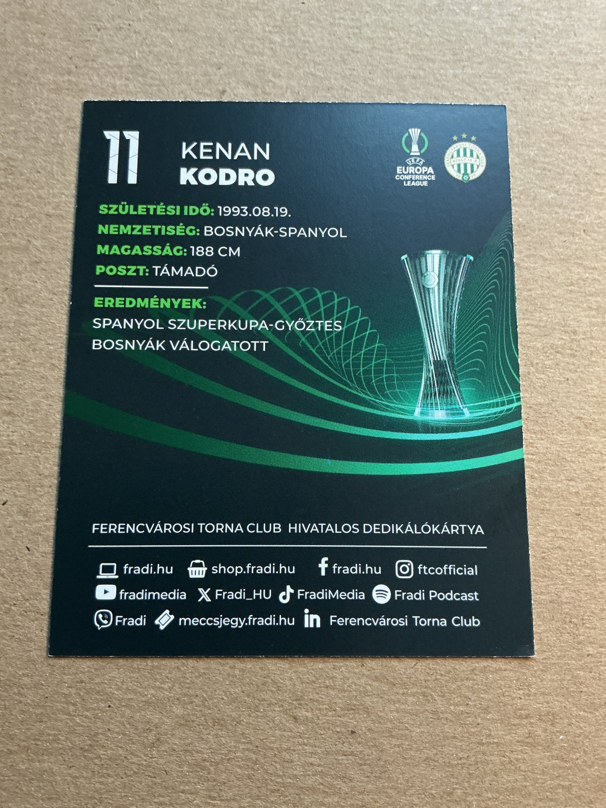 Kenan Kodro, Bosnia 🇧🇦 Ferencváros TC 2023/24 hand signed - Autographs-World