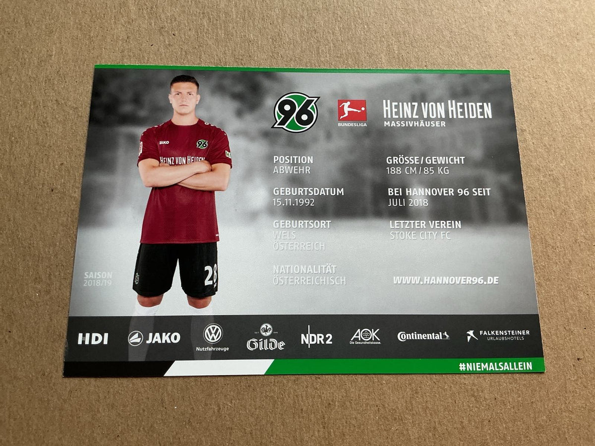 Kevin Wimmer, Austria 🇦🇹 Hannover 96 2018/19 hand signed - Autographs-World