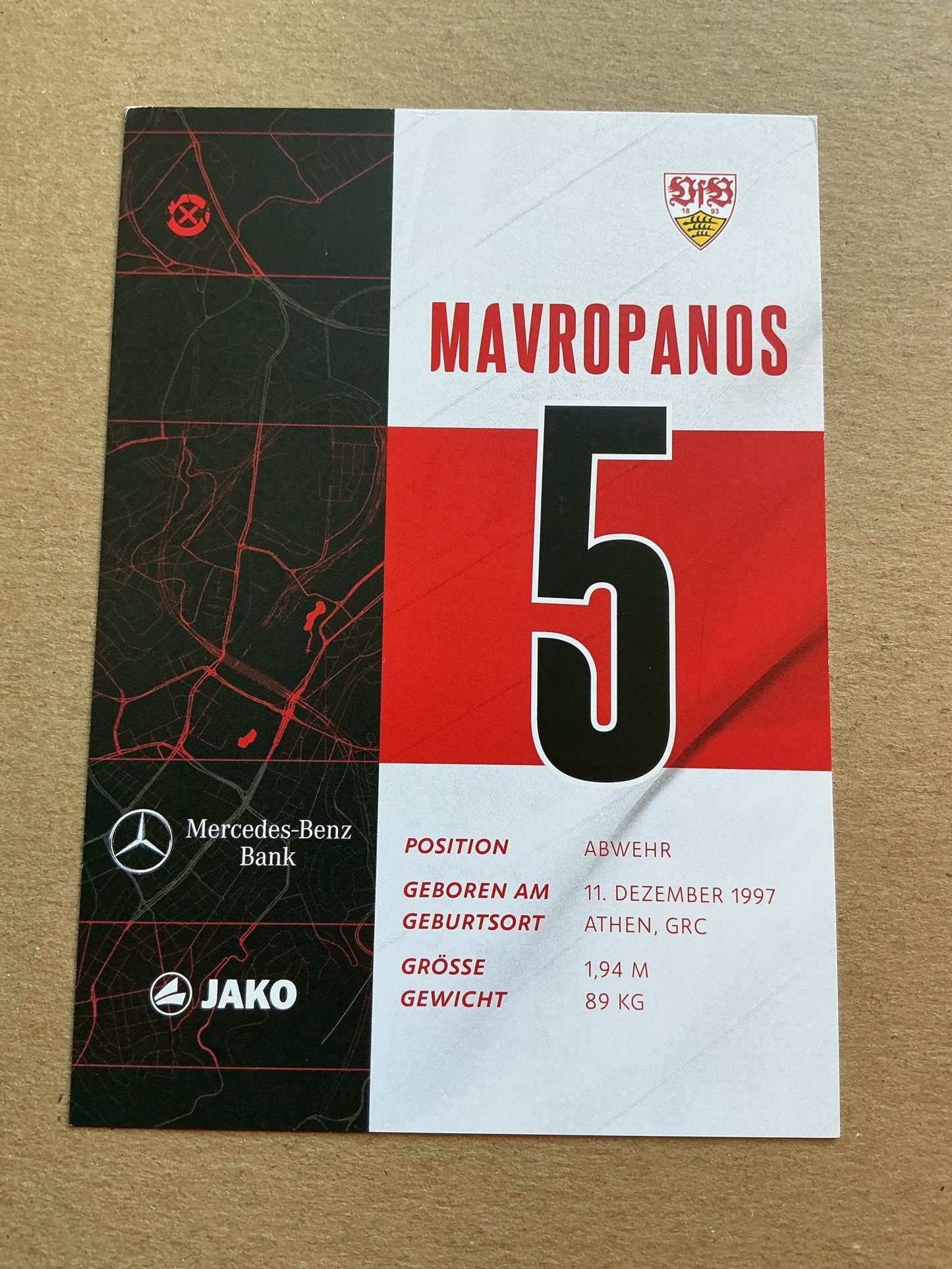 Konstantinos Mavropanos, Greece 🇬🇷 VfB Stuttgart 2020/21 hand signed - Autographs-World