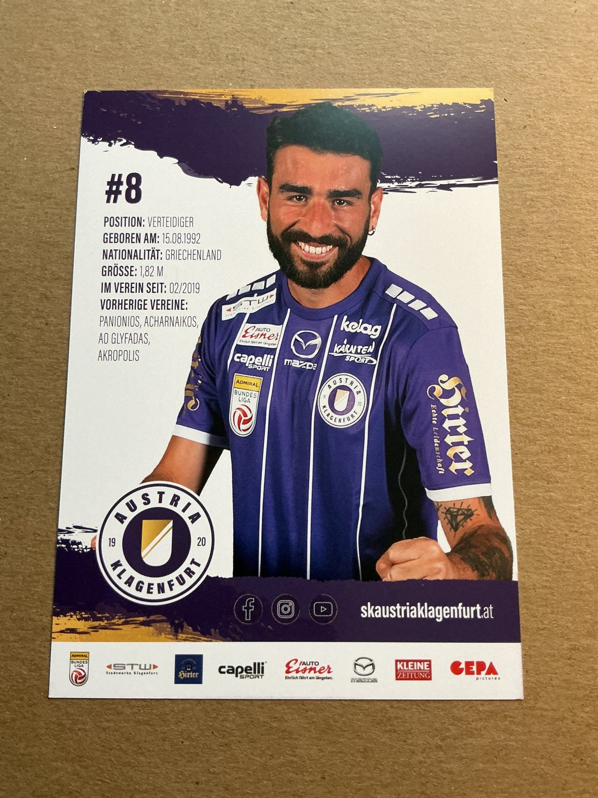 Kosmas Gkezos, Greece 🇬🇷 Austria Klagenfurt 2021/22 hand signed - Autographs-World