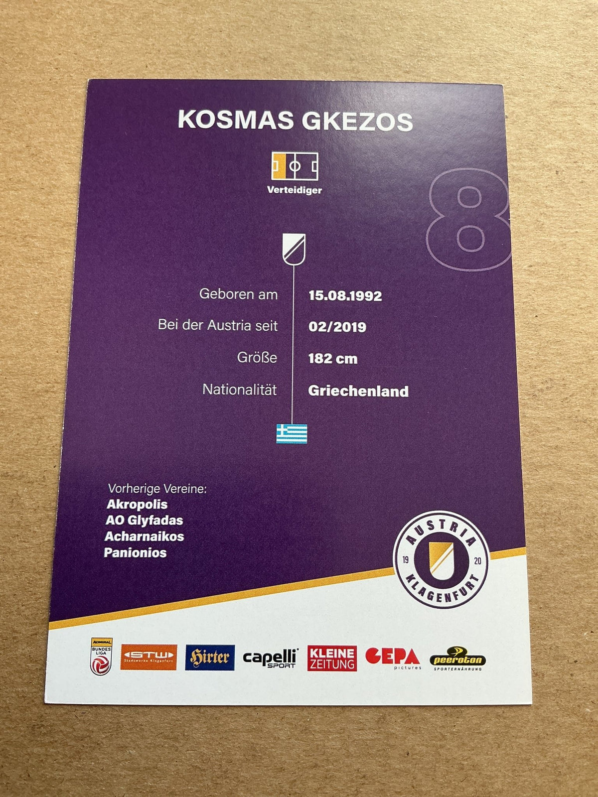 Kosmas Gkezos, Greece 🇬🇷 Austria Klagenfurt 2023/24 hand signed - Autographs-World