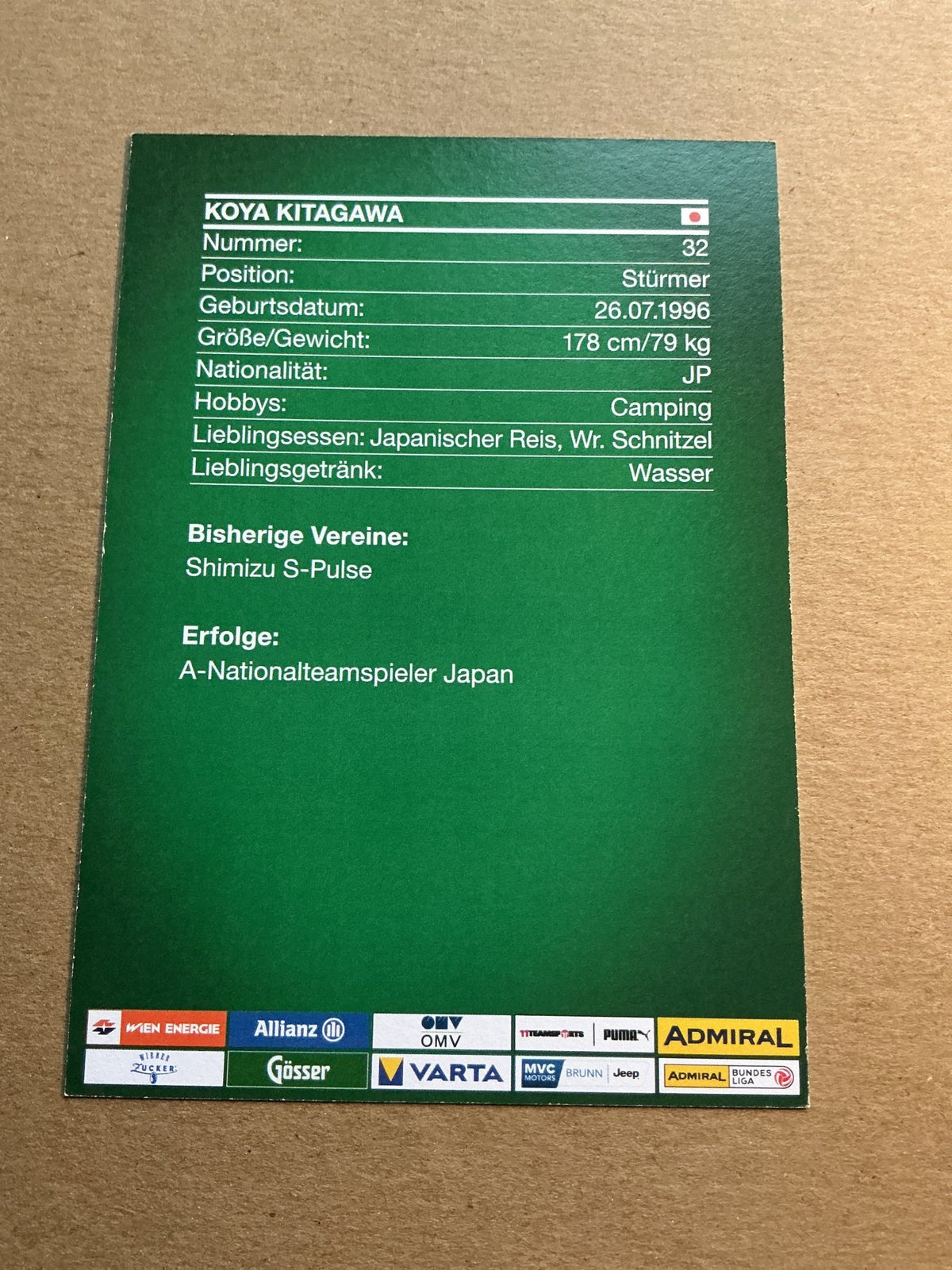 Koya Kitagawa, Japan 🇯🇵 Rapid Wien 2021/22 hand signed - Autographs-World