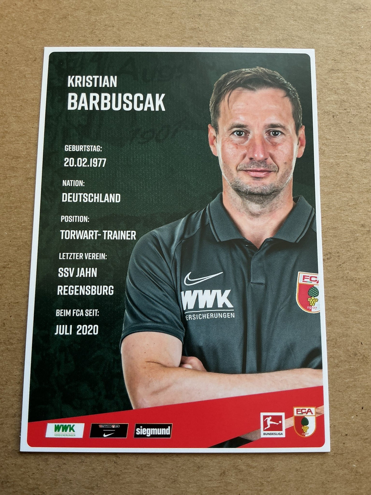 Kristian Barbuscak, Germany 🇩🇪 FC Augsburg 2020/21 hand signed - Autographs-World