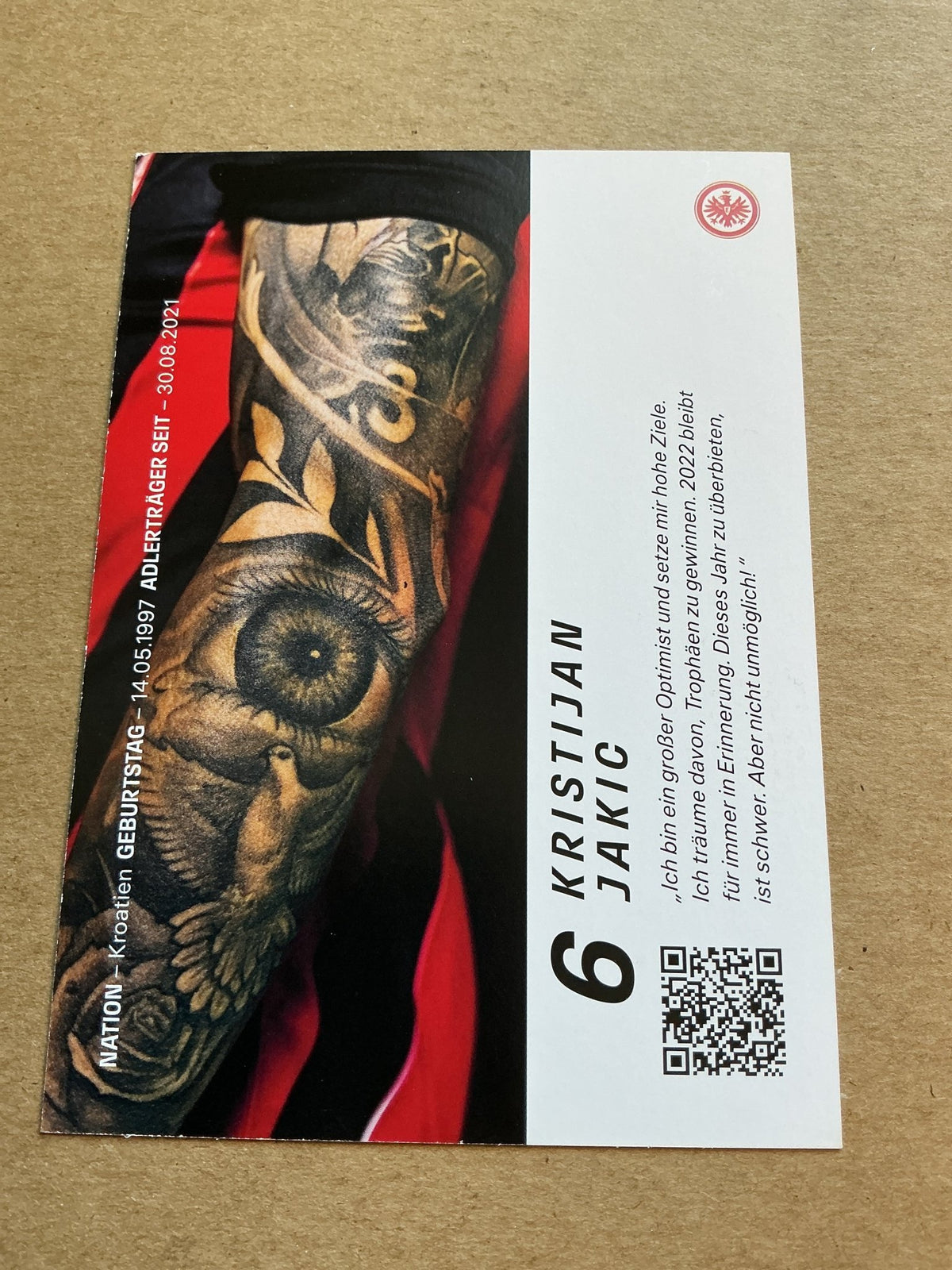 Kristijan Jakic, Croatia ðŸ‡ðŸ‡· Eintracht Frankfurt 2023/24 hand signed - Autographs-World