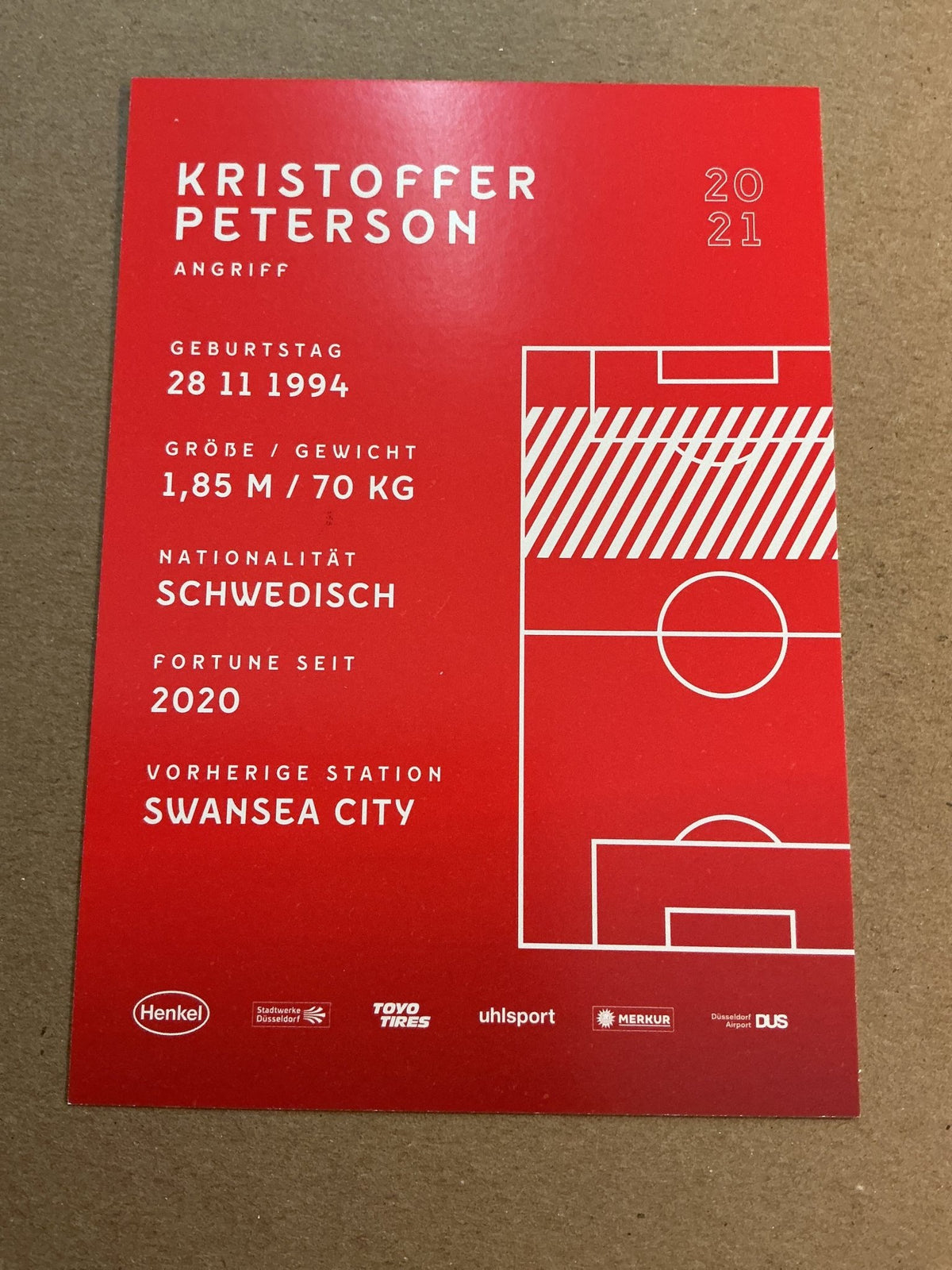 Kristoffer Peterson, Sweden 🇸🇪 Fortuna Düsseldorf 2020/21 hand signed - Autographs-World