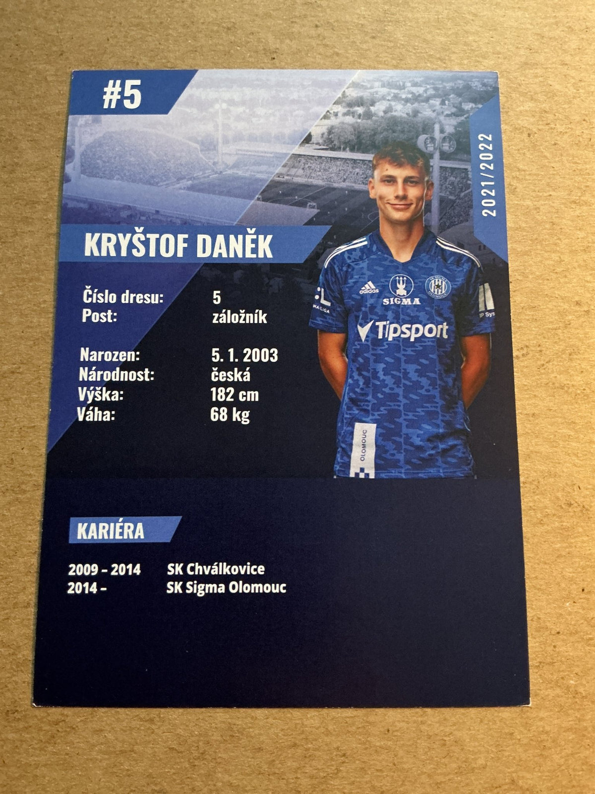 Kryštof Daněk, Czech Republic 🇨🇿 SK Sigma Olomouc 2021/22 hand signed - Autographs-World