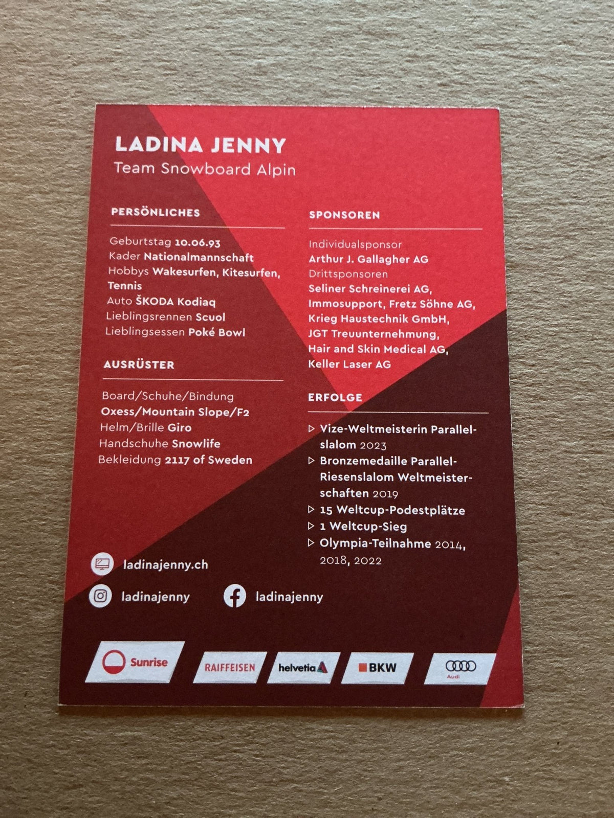 Ladina Jenny, Switzerland π¨π Snowboard 2023/24 hand signed - Autographs-World