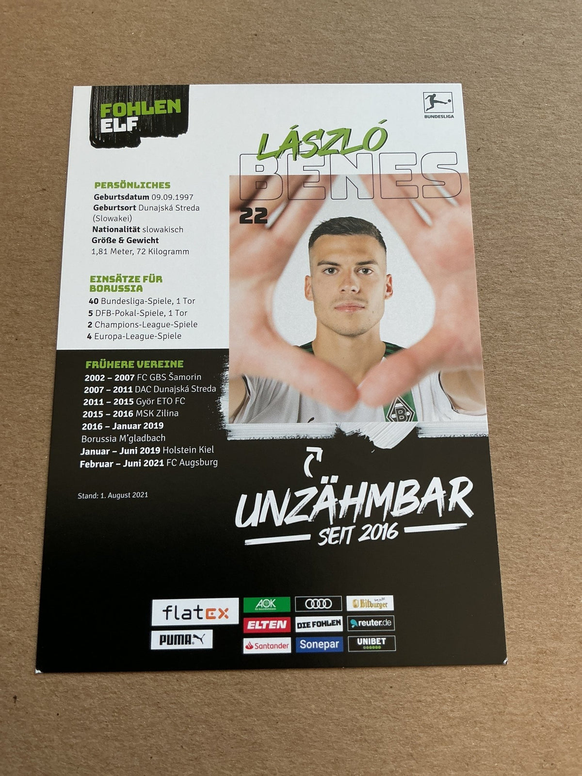 Lászlo Benes, Slovakia 🇸🇰 Borussia Mönchengladbach 2021/22 hand signed - Autographs-World
