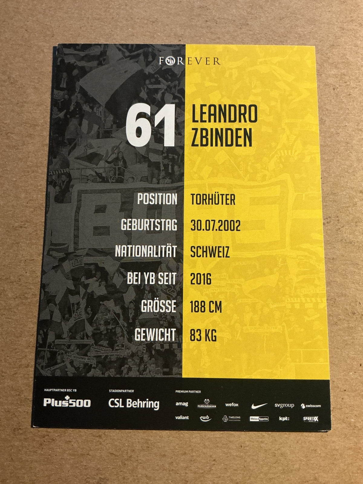 Leandro Zbinden, Switzerland 🇨🇠BSC Young Boys 2021/22 hand signed - Autographs-World