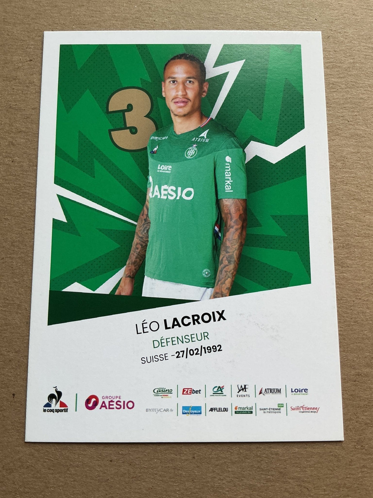 Léo Lacroix, Switzerland 🇨🇭 AS Saint-Étienne 2019/20 hand signed - Autographs-World