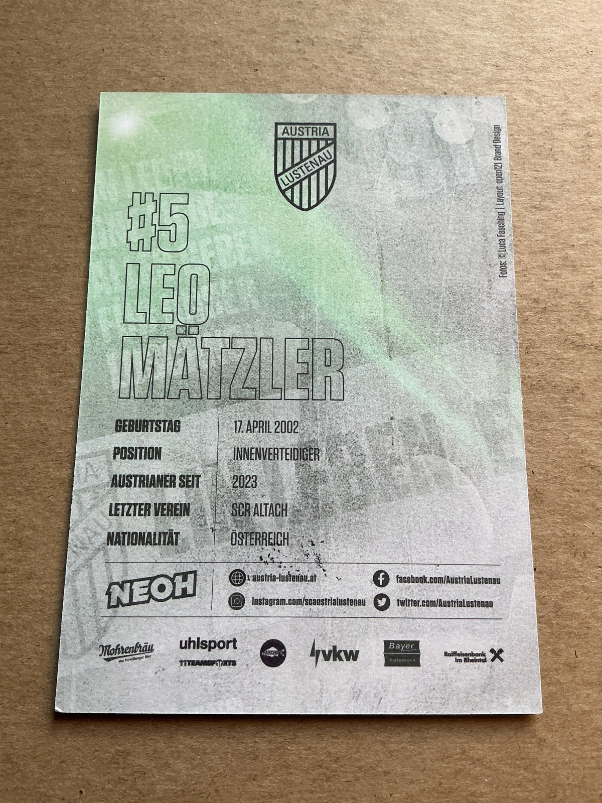 Leo Mätzler, Austria 🇦🇹 SC Austria Lustenau 2023/24 hand signed - Autographs-World
