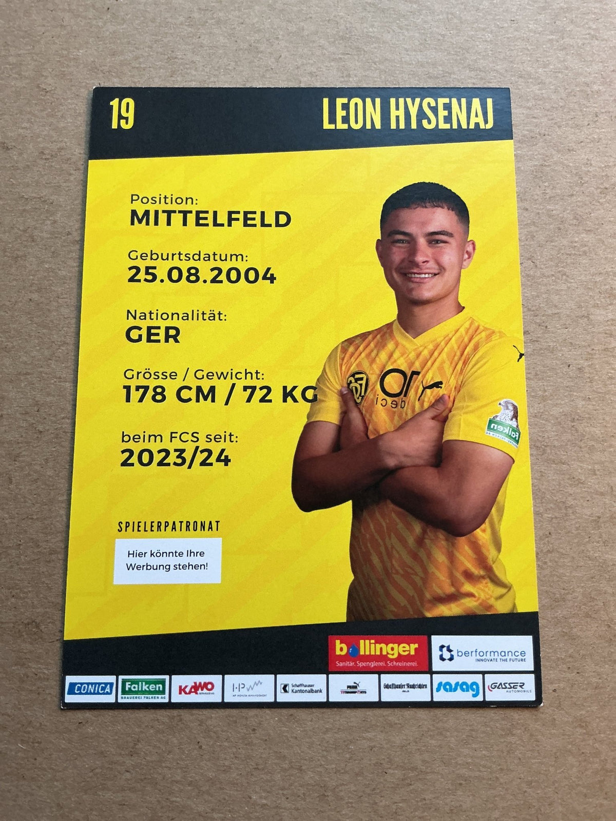 Leon Hysenaj, Germany 🇩🇪 FC Schaffhausen 2023/24 hand signed - Autographs-World