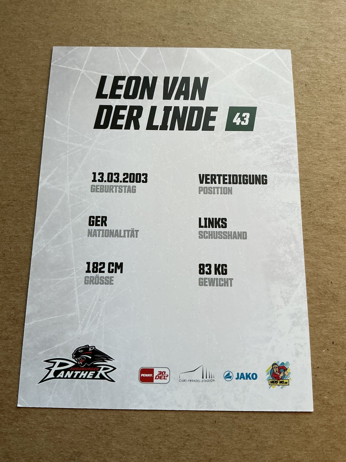 Leon van der Linde, Germany 🇩🇪 Augsburg Panther 2023/24 hand signed - Autographs-World