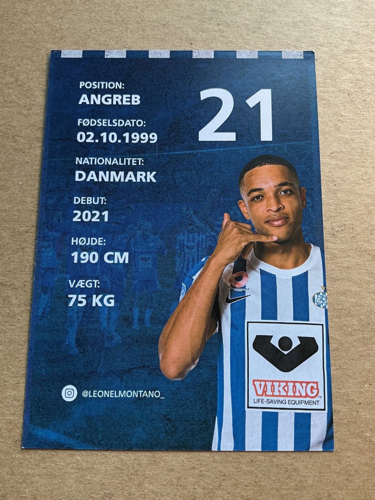 Leonel Montano, Denmark 🇩🇰 Esbjerg fB 2021/22 hand signed - Autographs-World