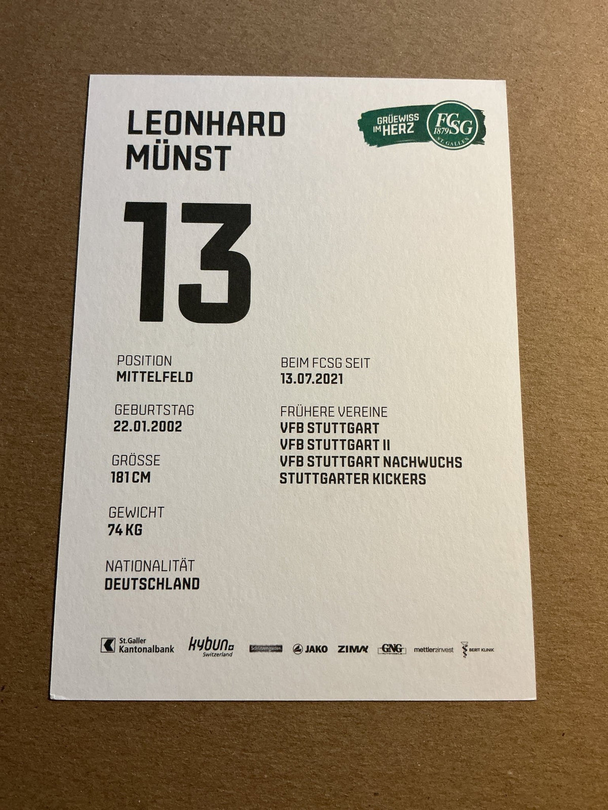 Leonhard Münst, Germany 🇩🇪 FC St. Gallen 2021/22 hand signed - Autographs-World