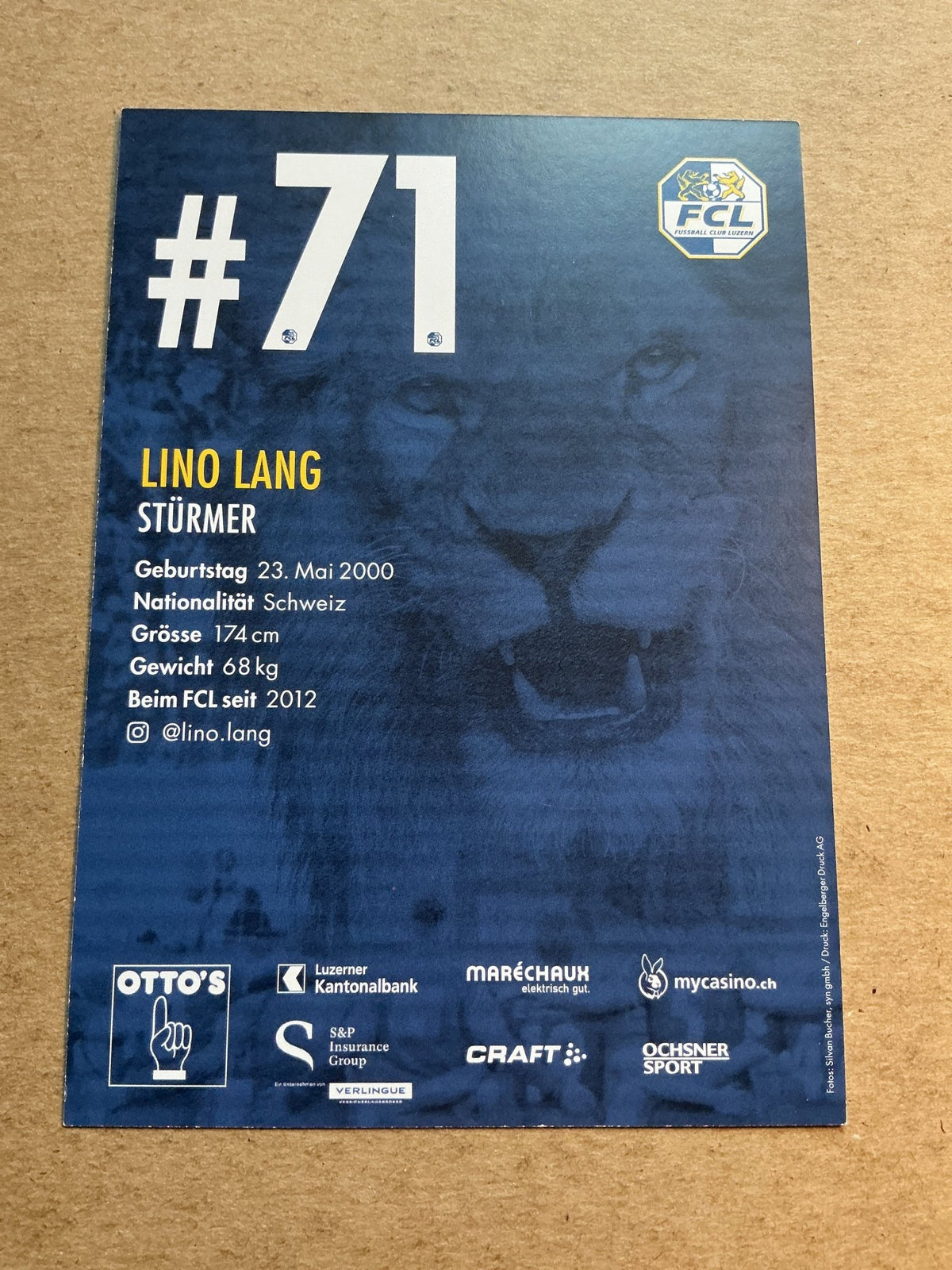 Lino Lang, Switzerland π¨π FC Luzern 2020/21 hand signed - Autographs-World