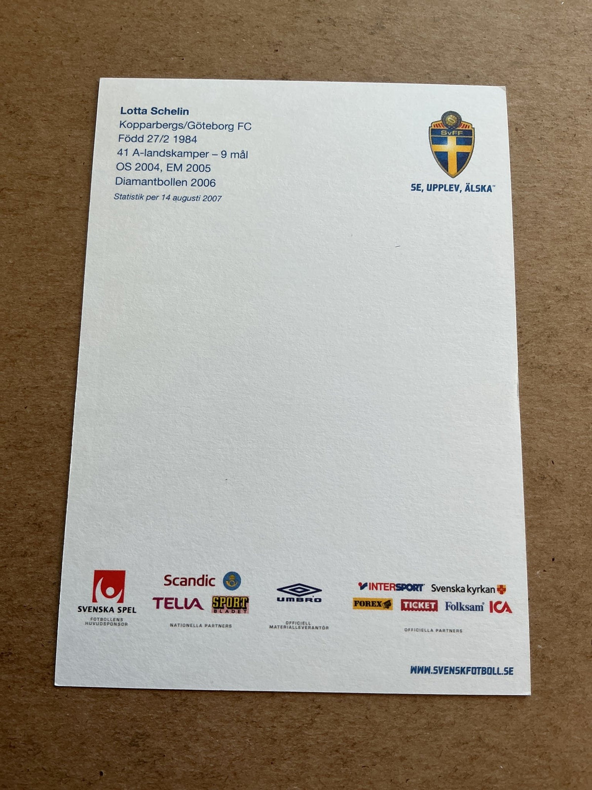 Lotta Schelin, Sweden 🇸🇪 FIFA Women’s World Cup 2007 hand signed - Autographs-World
