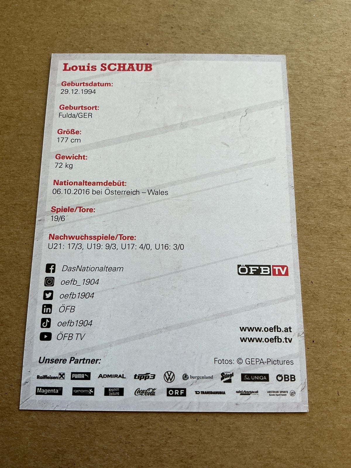 Louis Schaub, Austria 🇦🇹 2021 hand signed - Autographs-World