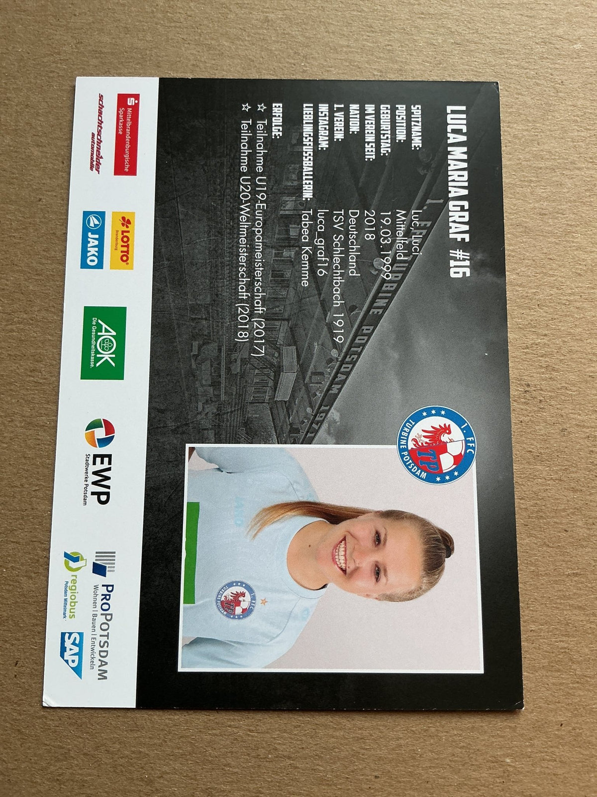 Luca Maria Graf, Germany 🇩🇪 1.FFC Turbine Potsdam 2021/22 hand signed - Autographs-World