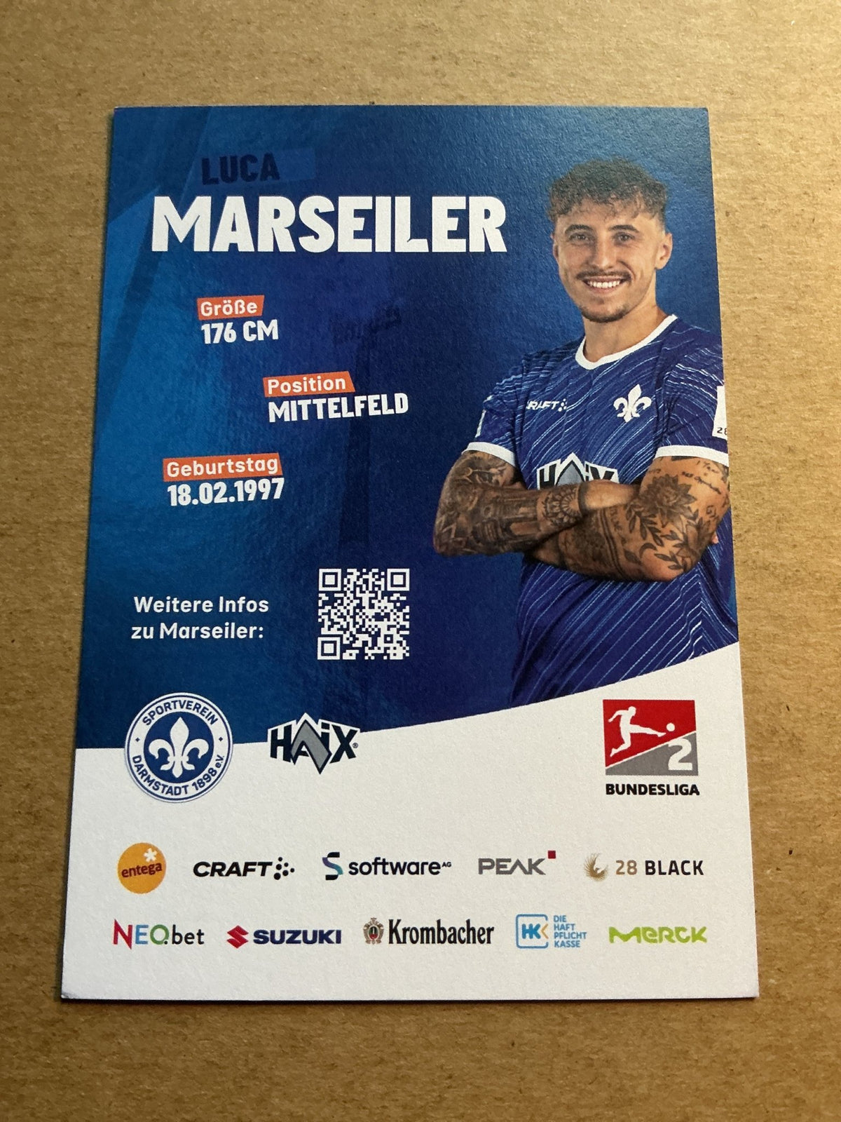 Luca Marseiler, Germany 🇩🇪 SV Darmstadt 98 2023/24 hand signed - Autographs-World
