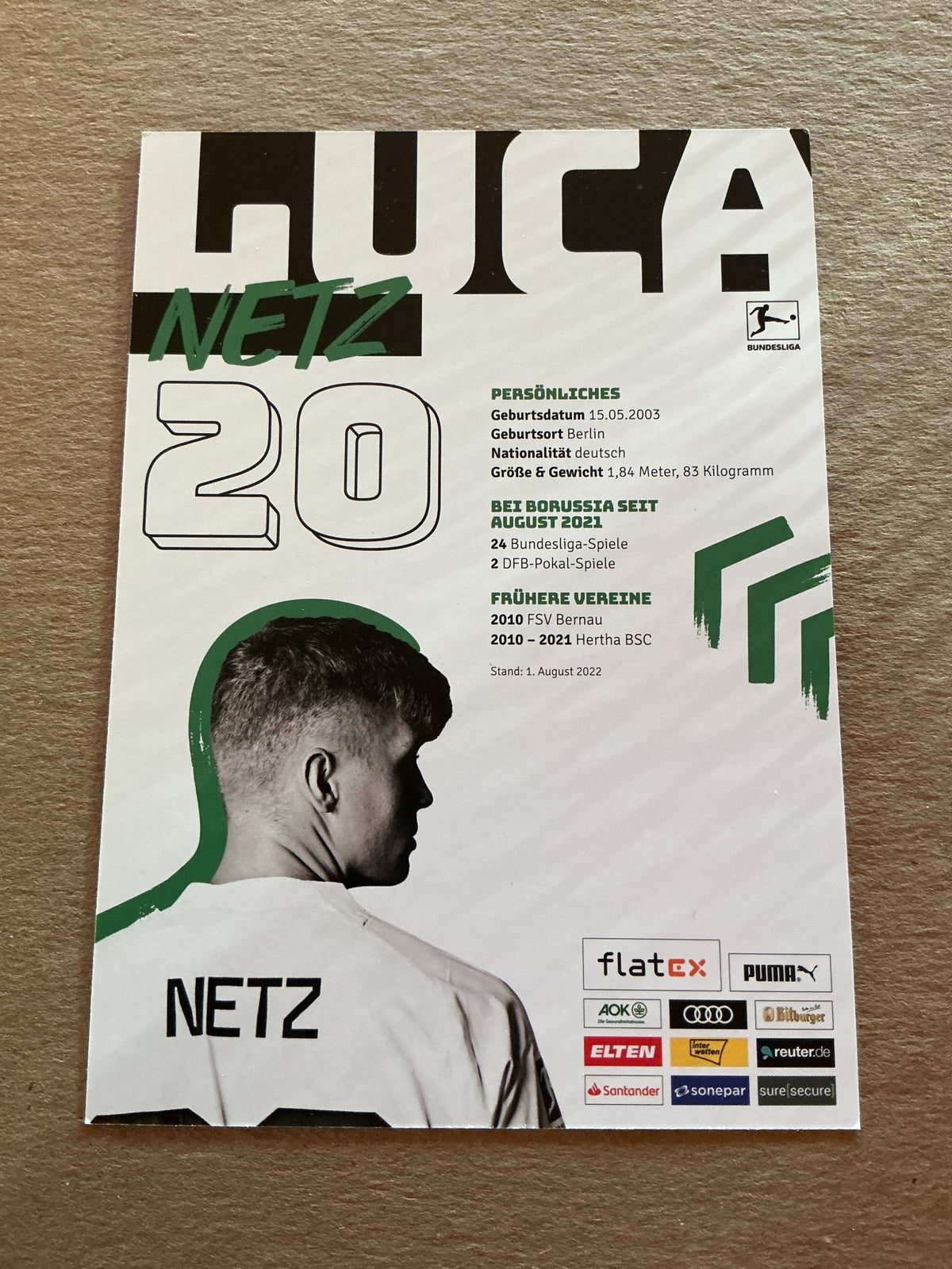 Luca Netz, Germany 🇩🇪 Borussia Mönchengladbach 2022/23 hand signed - Autographs-World