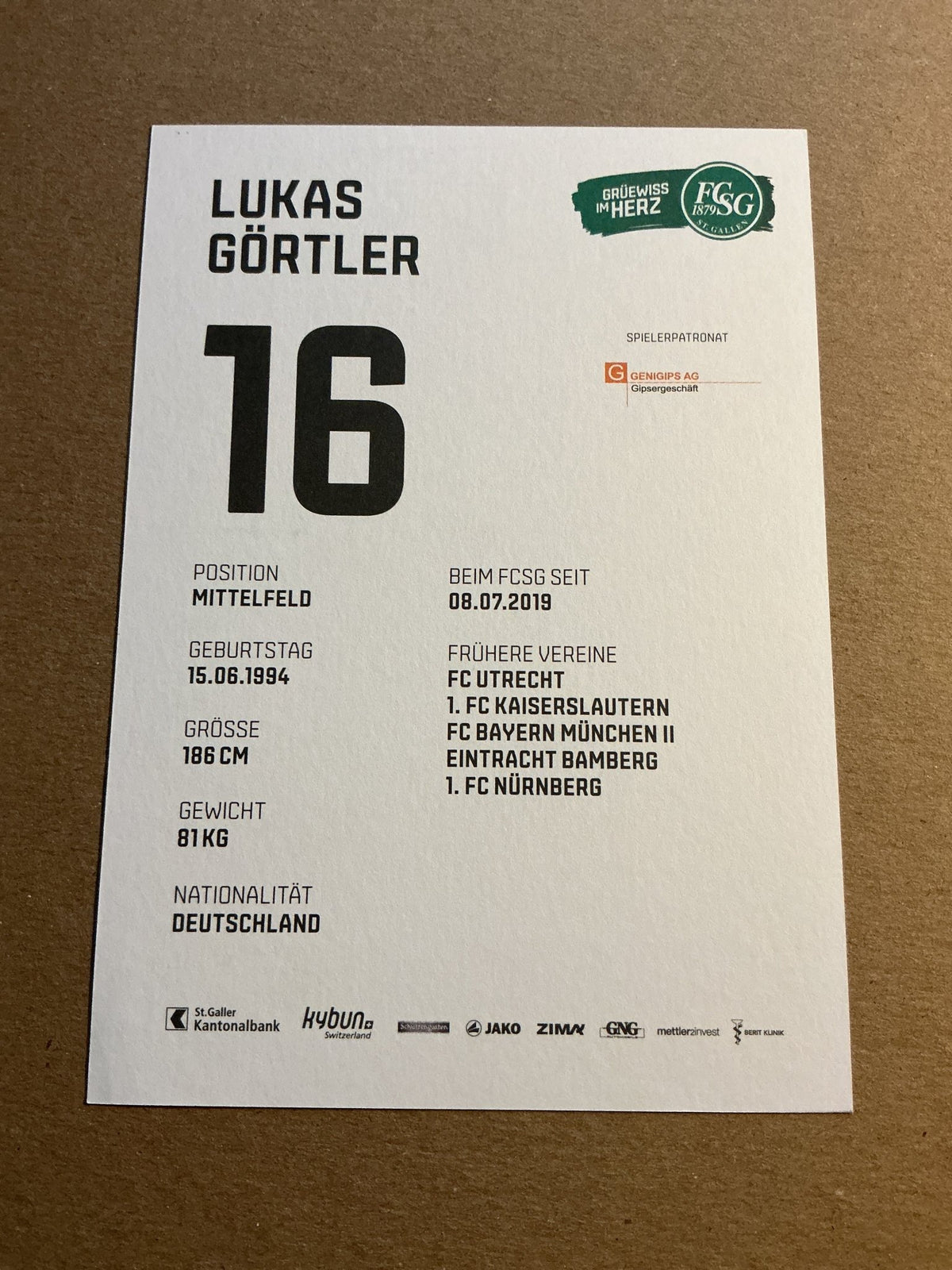 Lukas Görtler, Germany 🇩🇪 FC St. Gallen 2021/22 hand signed - Autographs-World