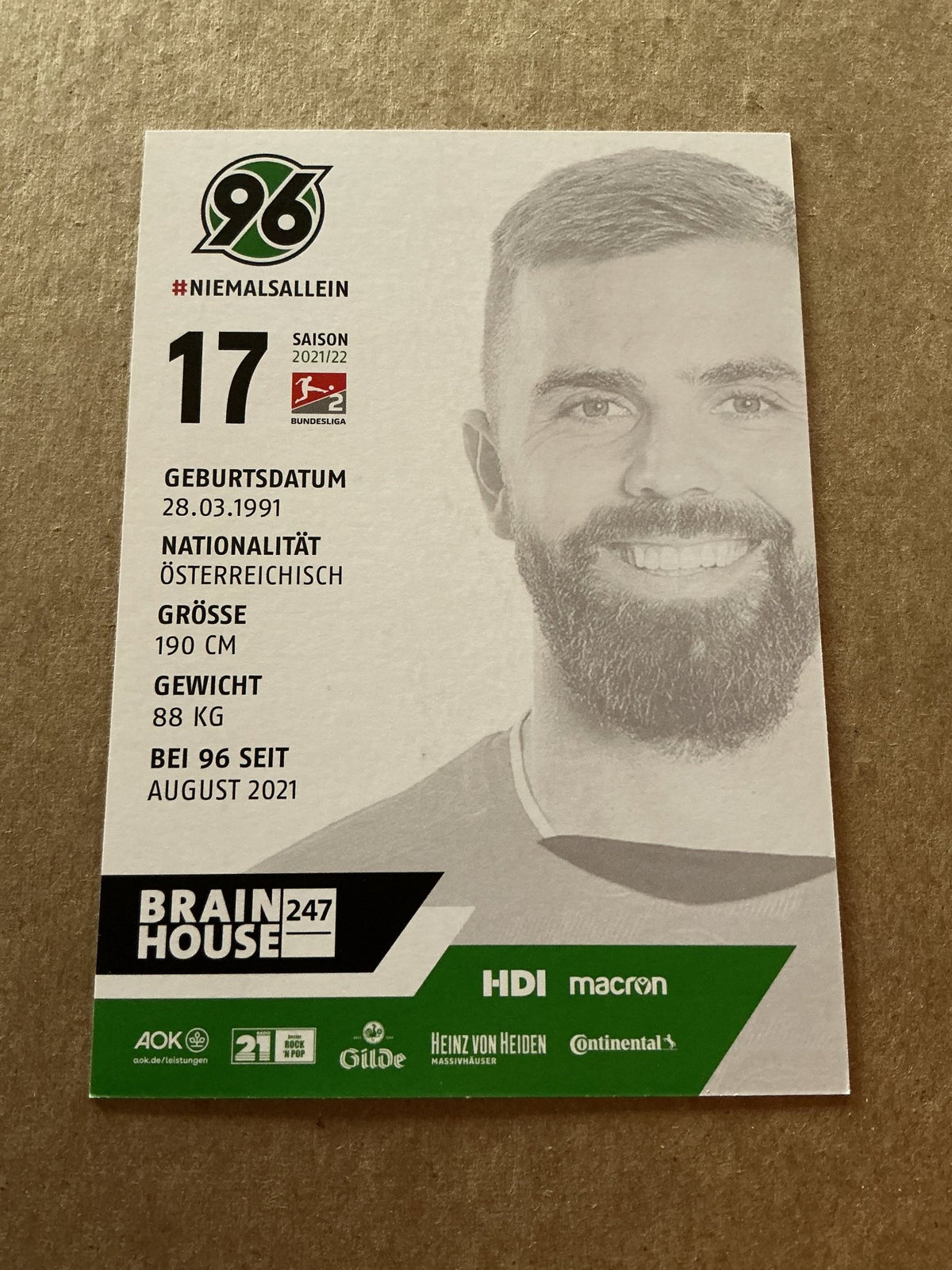 Lukas Hinterseer, Austria 🇦🇹 Hannover 96 2021/22 hand signed - Autographs-World