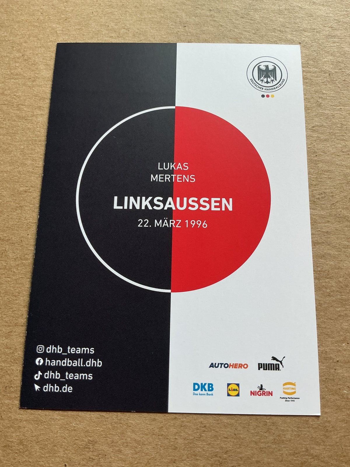 Lukas Mertens, Germany 🇩🇪 Handball Summer Olympics 2024 hand signed - Autographs-World