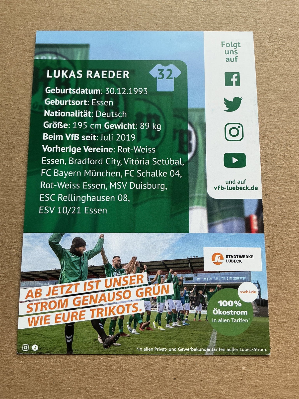 Lukas Raeder, Germany 🇩🇪 VfB Lübeck 2020/21 hand signed - Autographs-World
