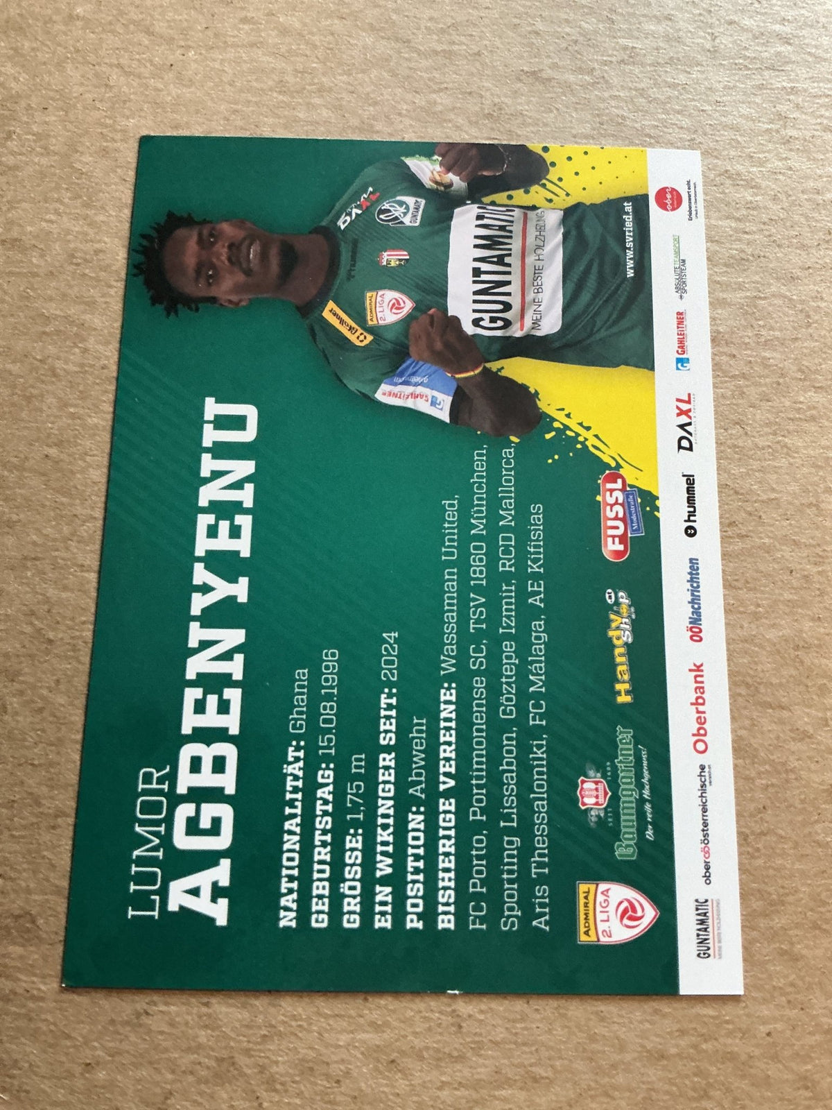 Lumor Agbenyenu, Ghana 🇬🇠SV Ried 2024/25 hand signed - Autographs-World