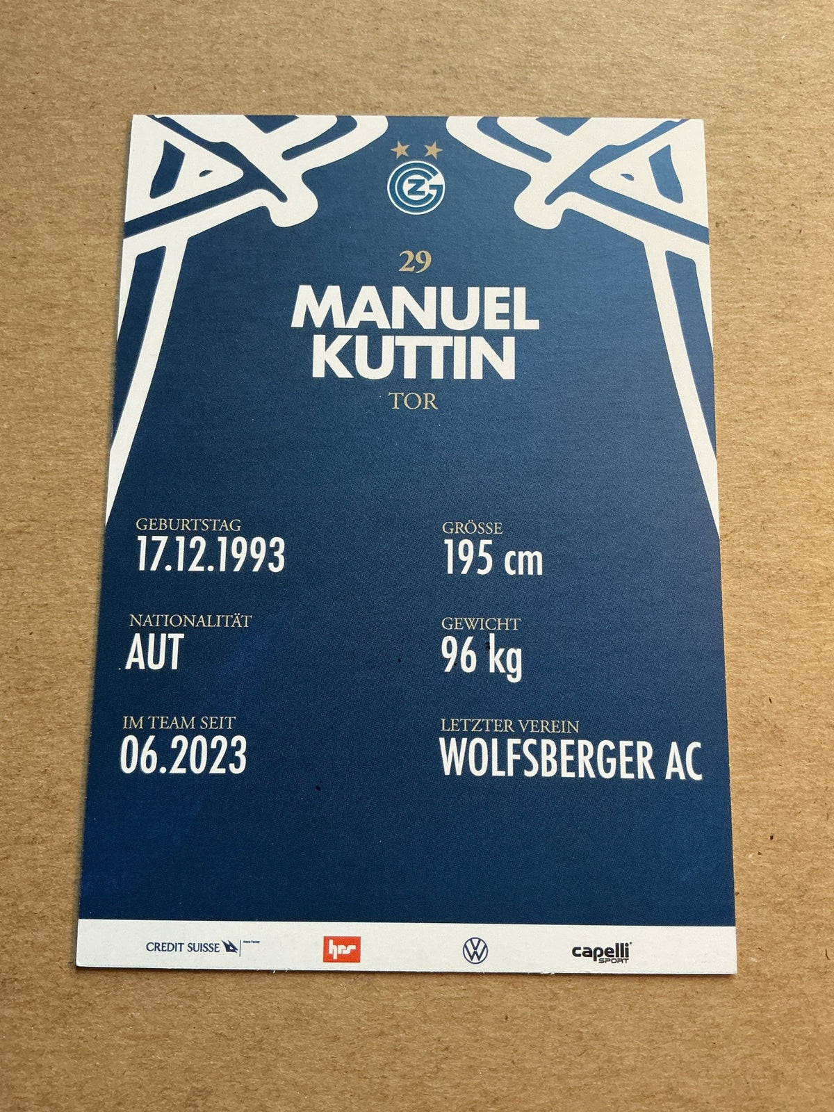 Manuel Kuttin, Austria 🇦🇹 Grasshopper Club Zürich 2023/24 hand signed - Autographs-World