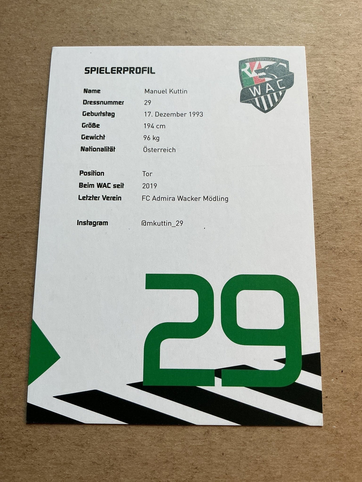 Manuel Kuttin, Austria 🇦🇹 Wolfsberger AC 2020/21 hand signed - Autographs-World