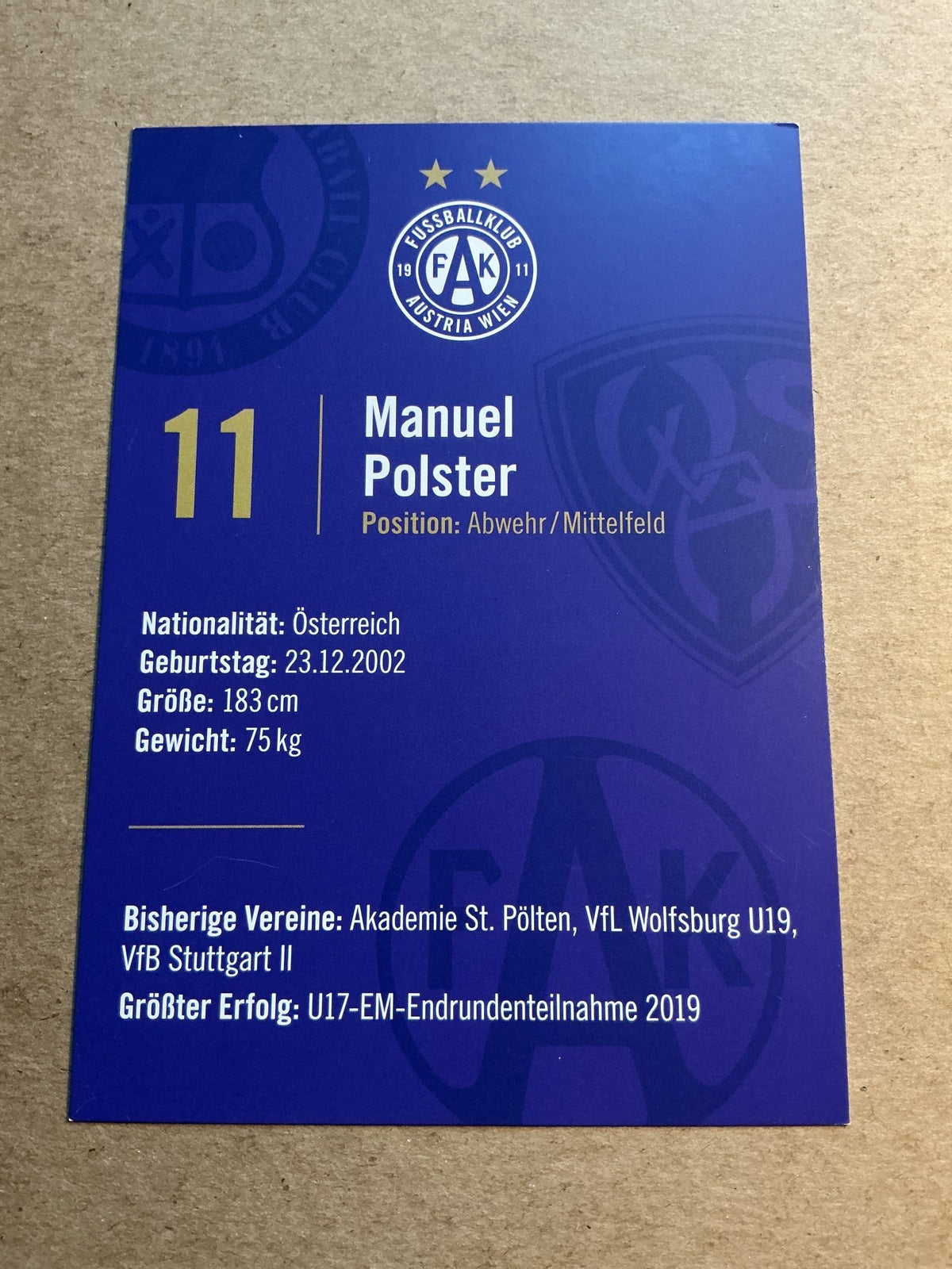 Manuel Polster, Austria 🇦🇹 FK Austria Wien 2023/24 hand signed - Autographs-World