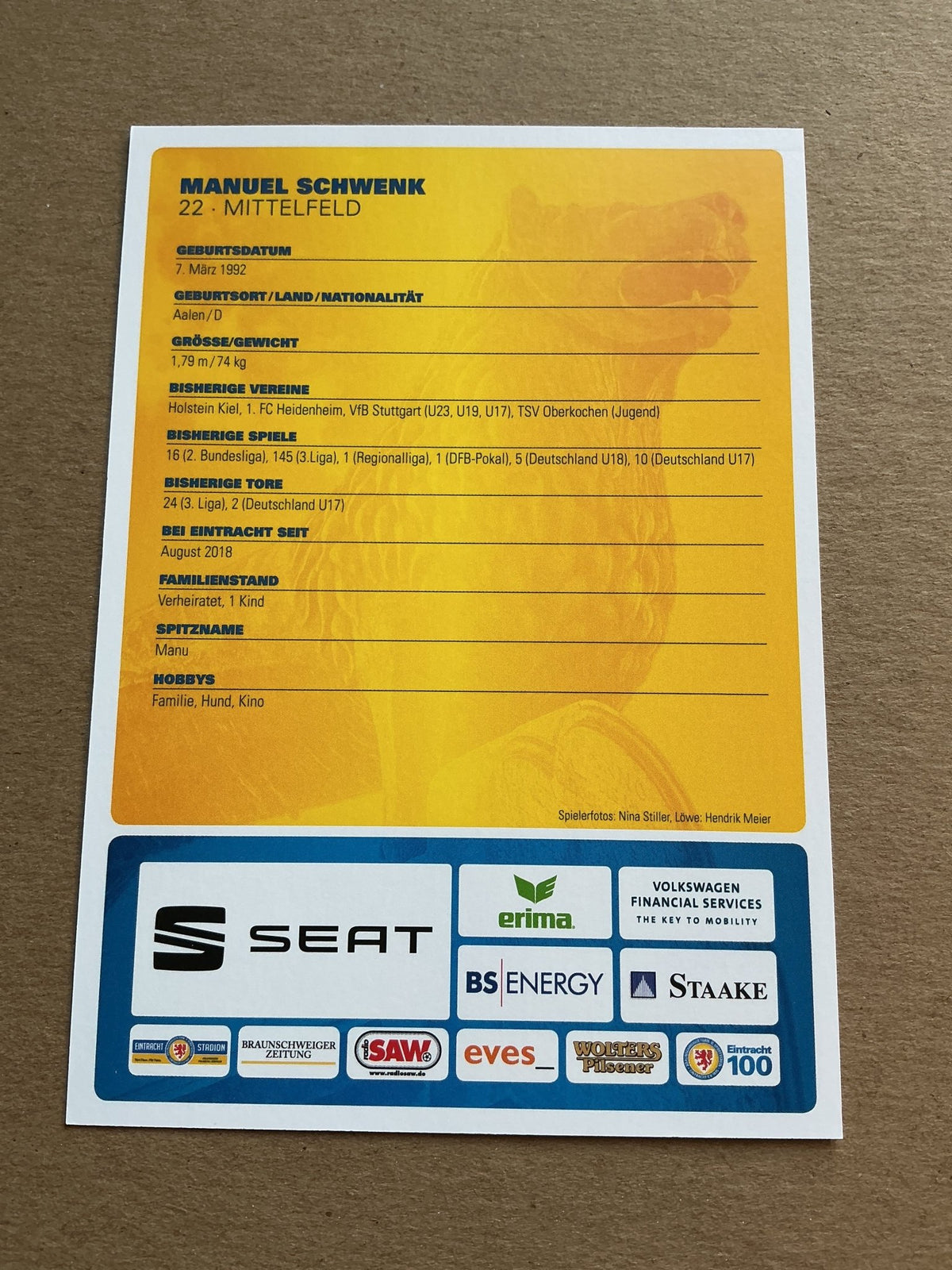Manuel Schwenk, Germany 🇩🇪 Eintracht Braunschweig 2019/20 hand signed - Autographs-World