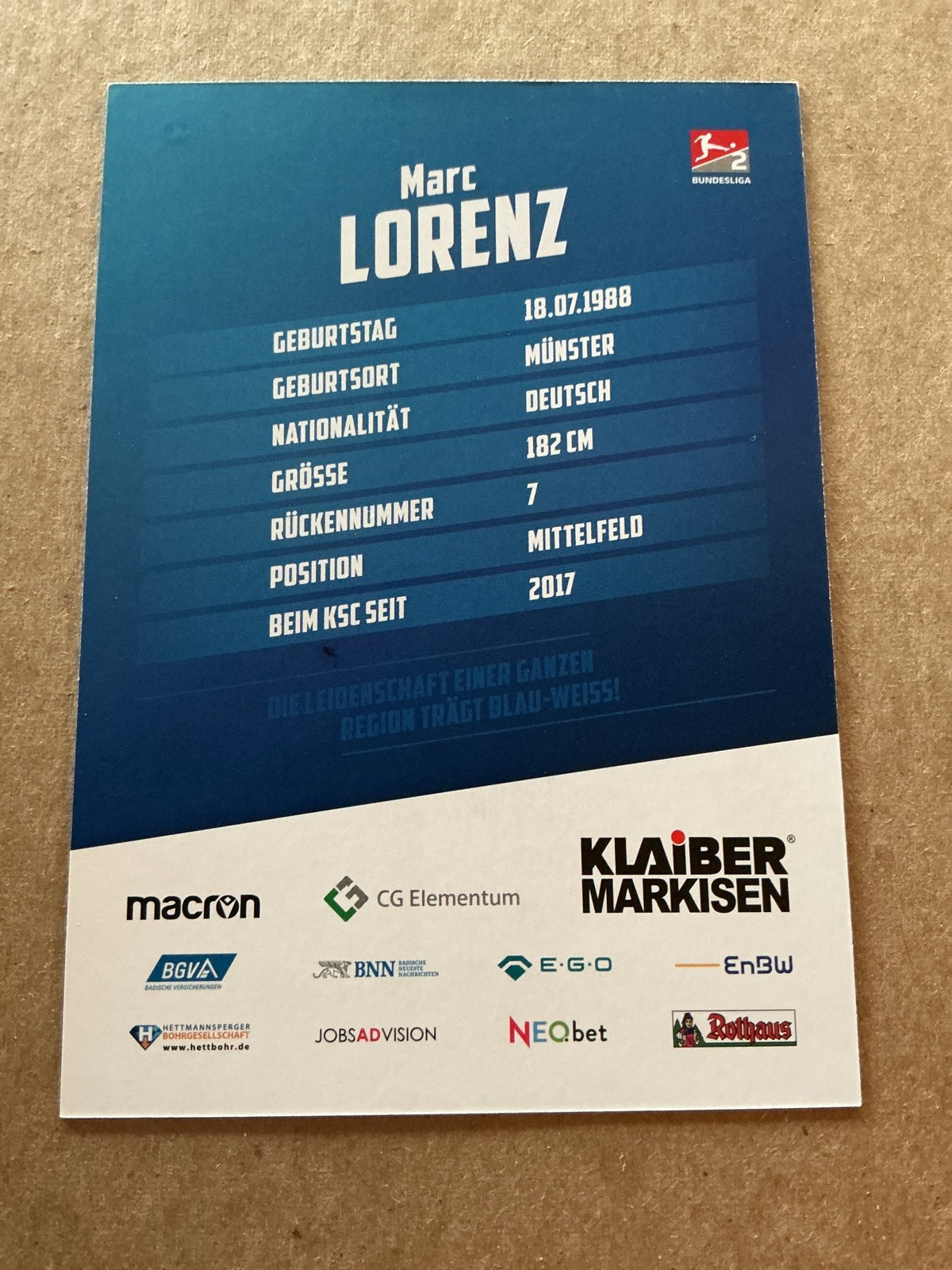 Marc Lorenz, Germany 🇩🇪 Karlsruher SC 2021/22 hand signed - Autographs-World
