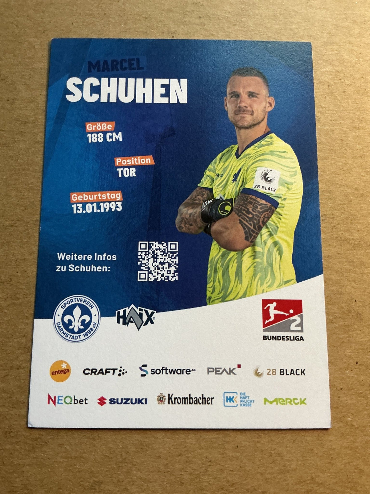 Marcel Schuhen, Germany 🇩🇪 SV Darmstadt 98 2023/24 hand signed - Autographs-World