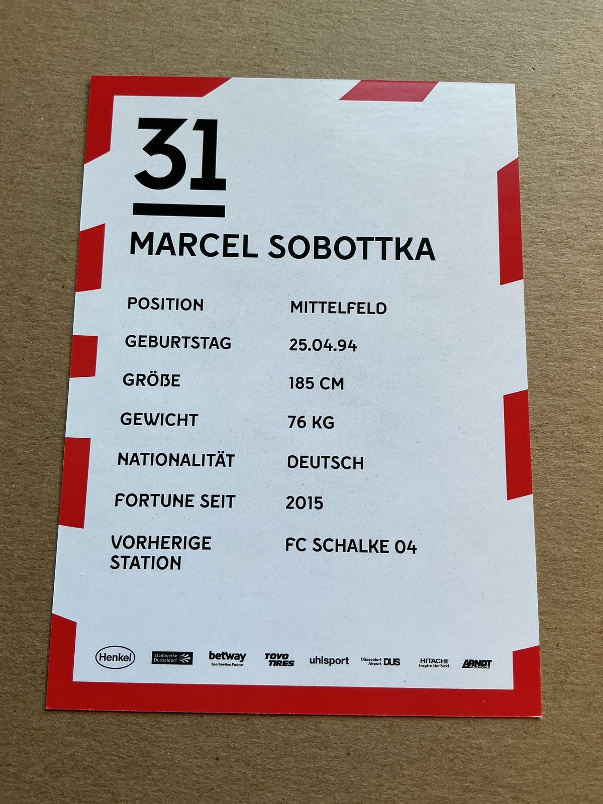 Marcel Sobottka, Germany 🇩🇪 Fortuna Düsseldorf 2019/20 hand signed - Autographs-World