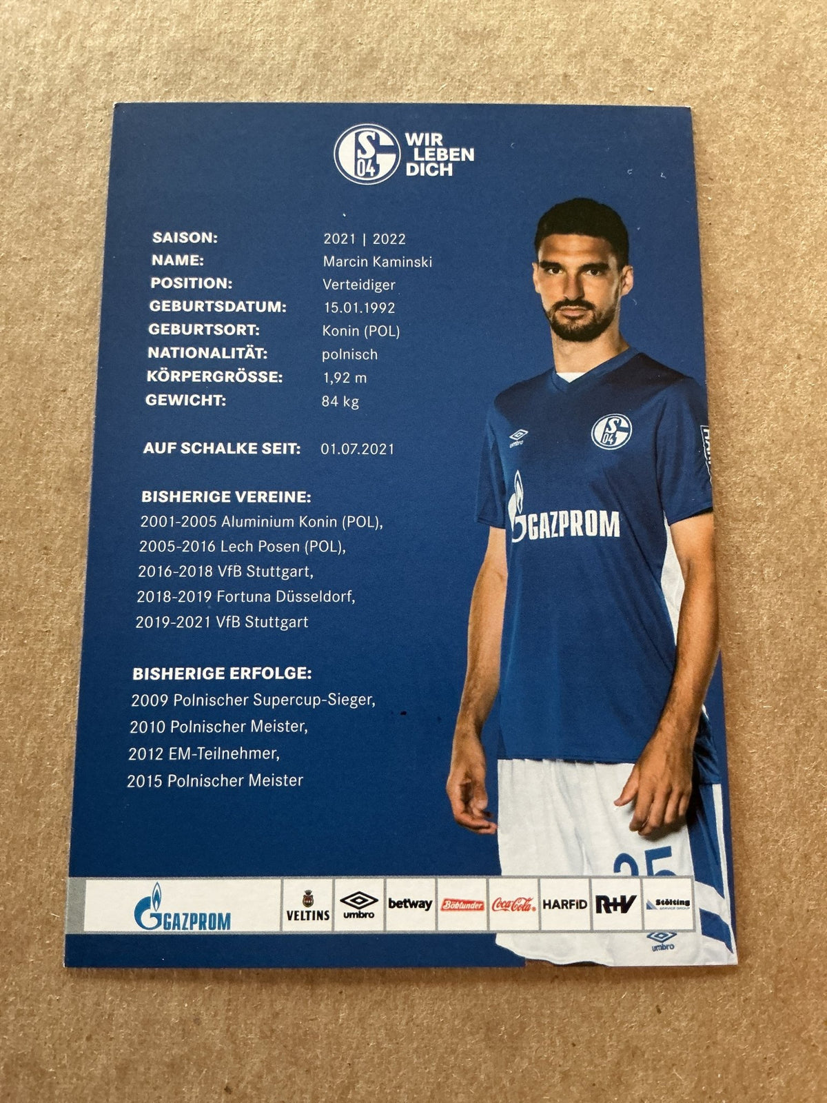 Marcin Kaminski, Poland šµš± FC Schalke 04 2021/22 hand signed - Autographs-World
