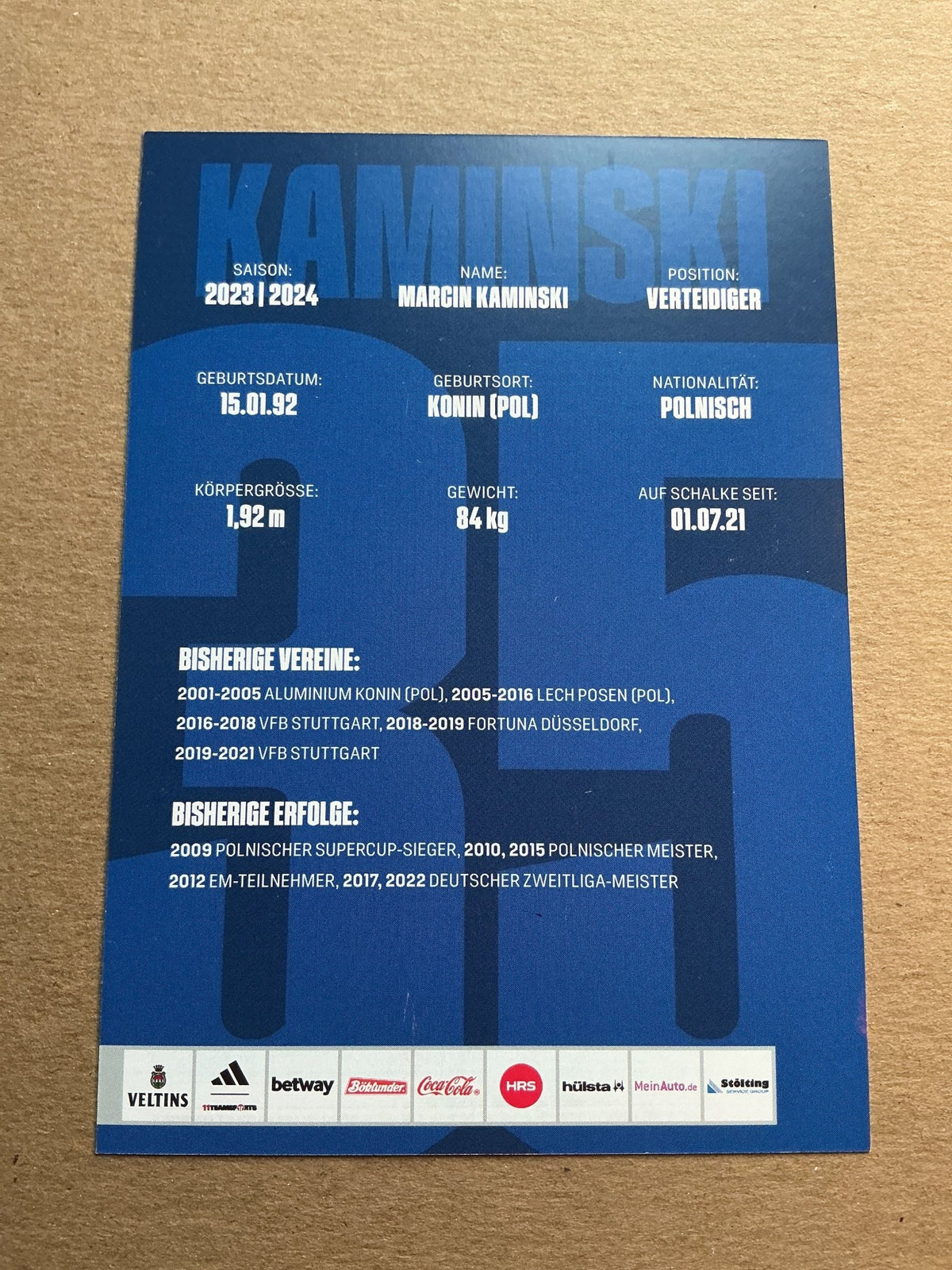 Marcin Kaminski, Poland 🇵🇱 FC Schalke 04 2023/24 hand signed - Autographs-World