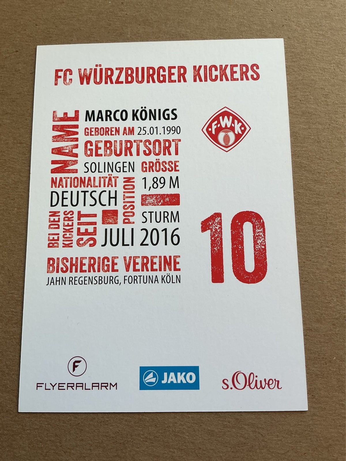 Marco Königs, Germany 🇩🇪 FC Würzburger Kickers 2017/18 hand signed - Autographs-World
