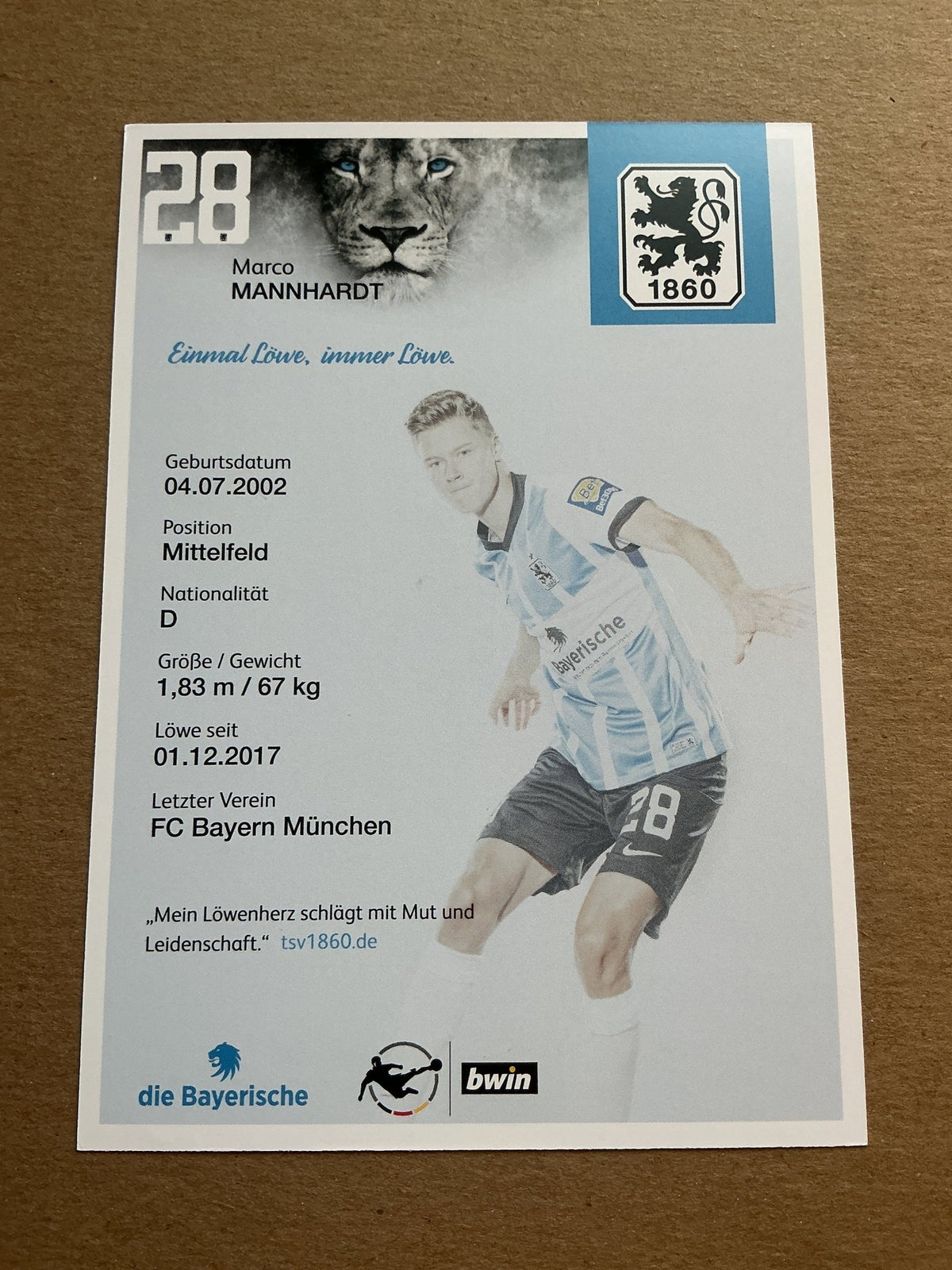 Marco Mannhardt, Germany 🇩🇪 TSV 1860 München 2021/22 hand signed - Autographs-World