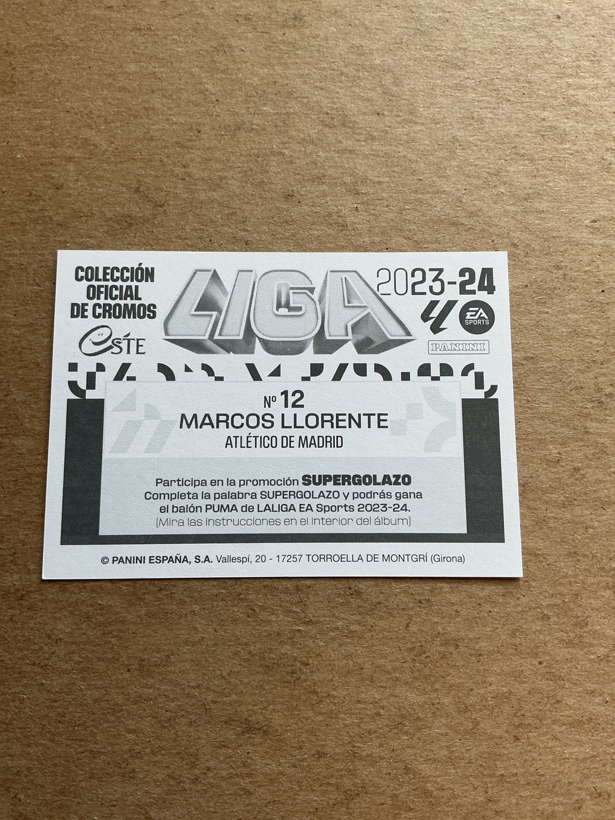 Marcos Llorente, Spain 🇪🇸 Atletico Madrid 2023/24 Panini hand signed - Autographs-World