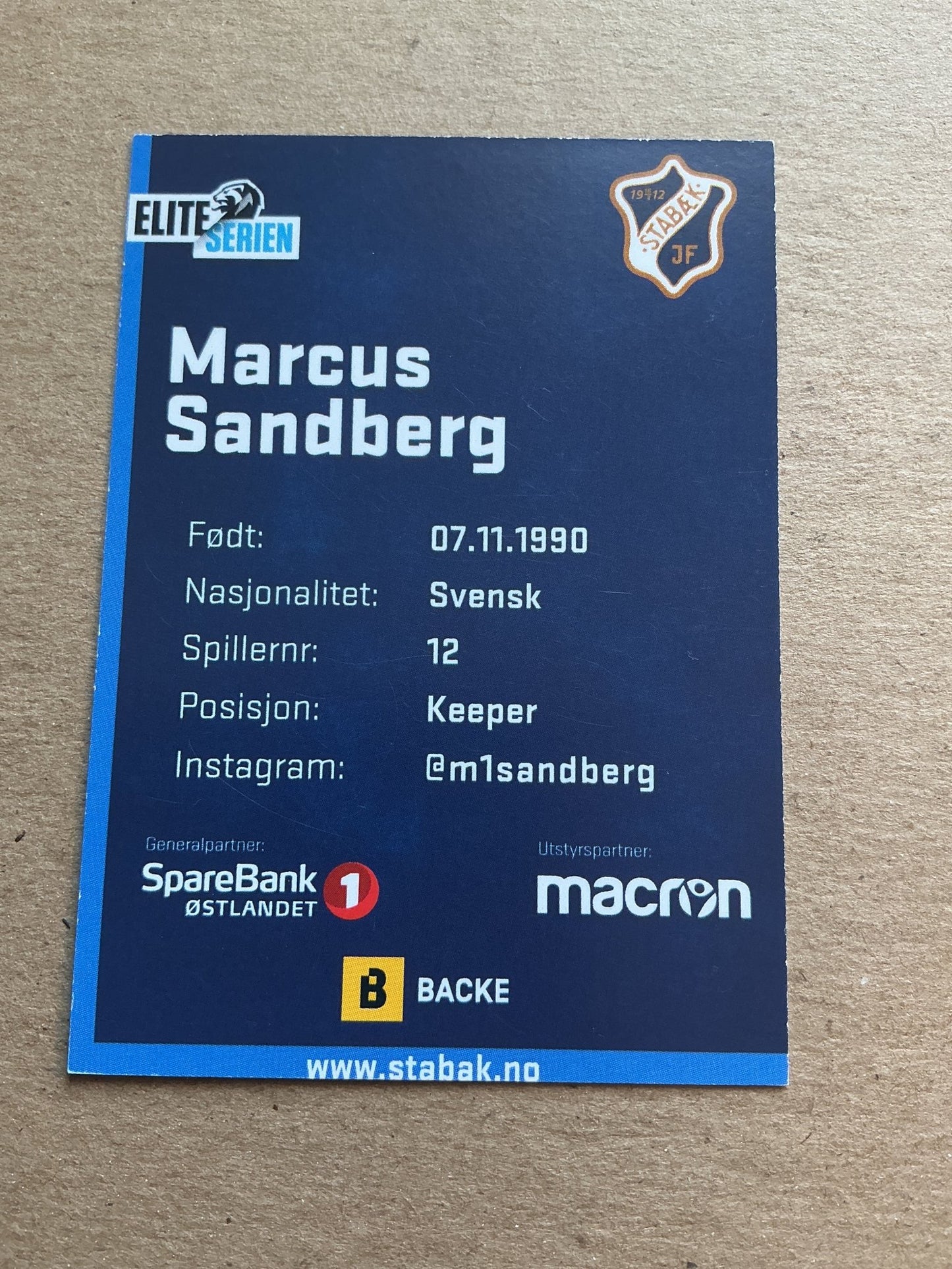 Marcus Sandberg, Sweden 🇸🇪 Stabæk IF 2019/20 hand signed - Autographs-World