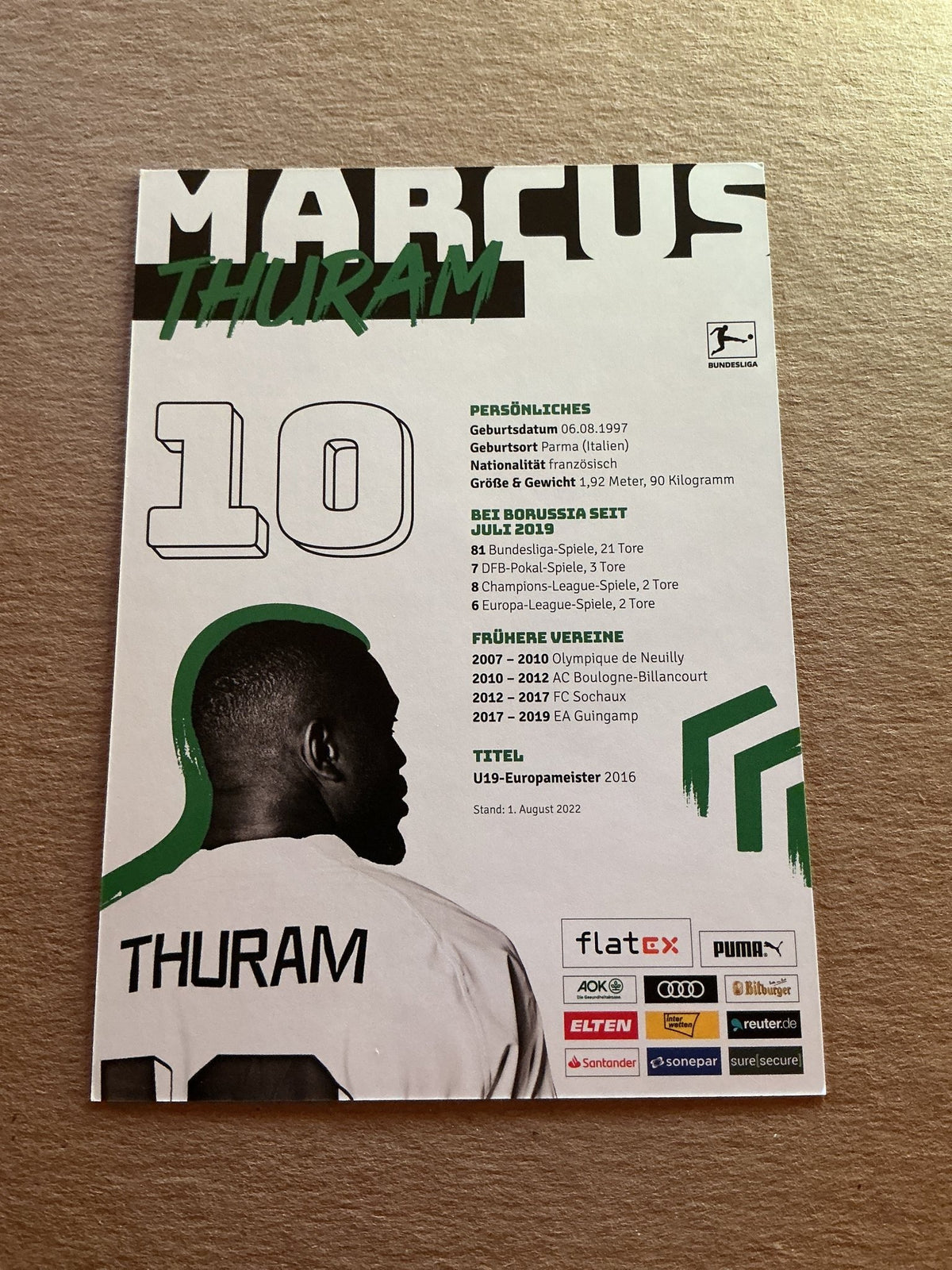 Marcus Thuram, France 🇫🇷 Borussia Mönchengladbach 2022/23 hand signed - Autographs-World