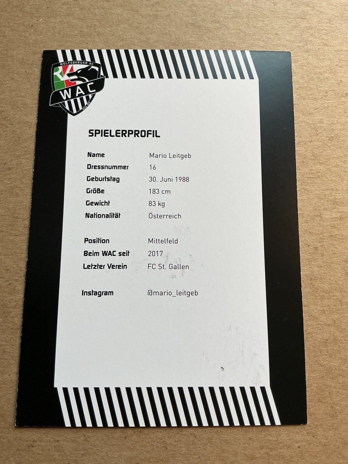 Mario Leitgeb, Austria 🇦🇹 Wolfsberger AC 2023/24 hand signed - Autographs-World