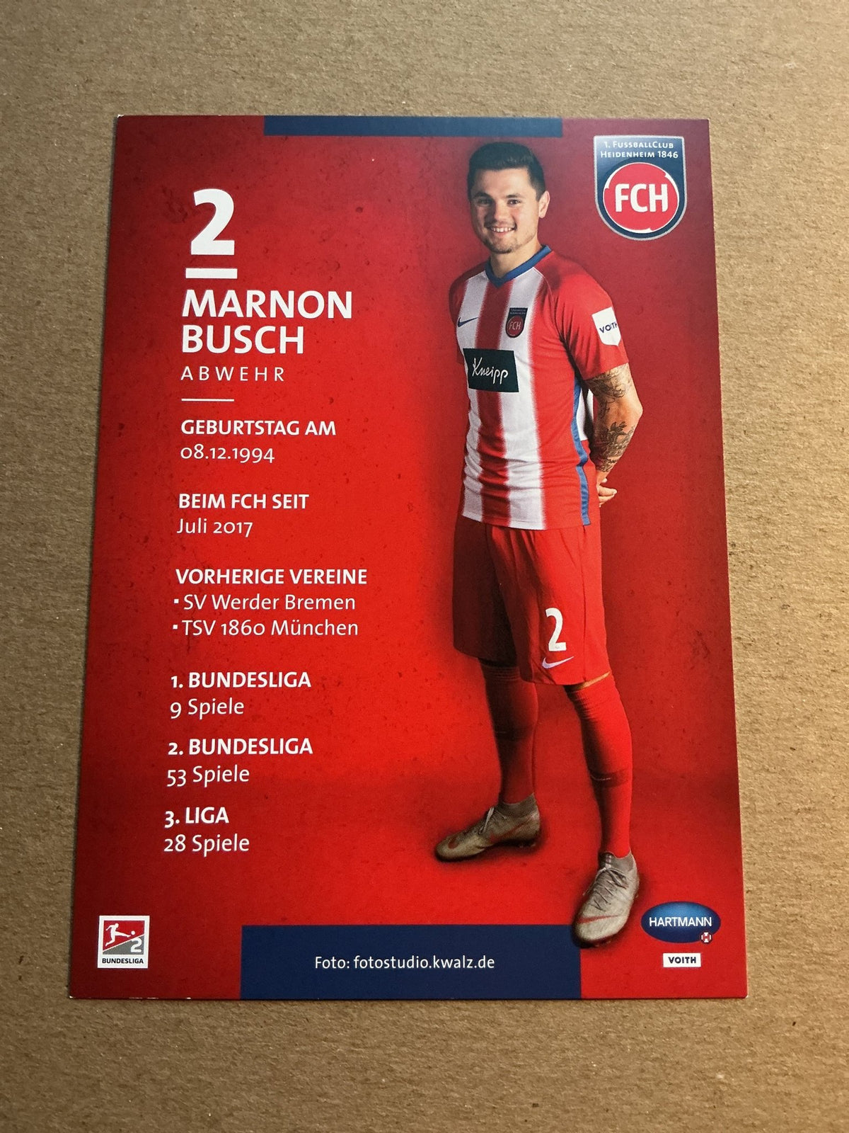 Marnon Busch, Germany 🇩🇪 1.FC Heidenheim 2019/20 hand signed - Autographs-World