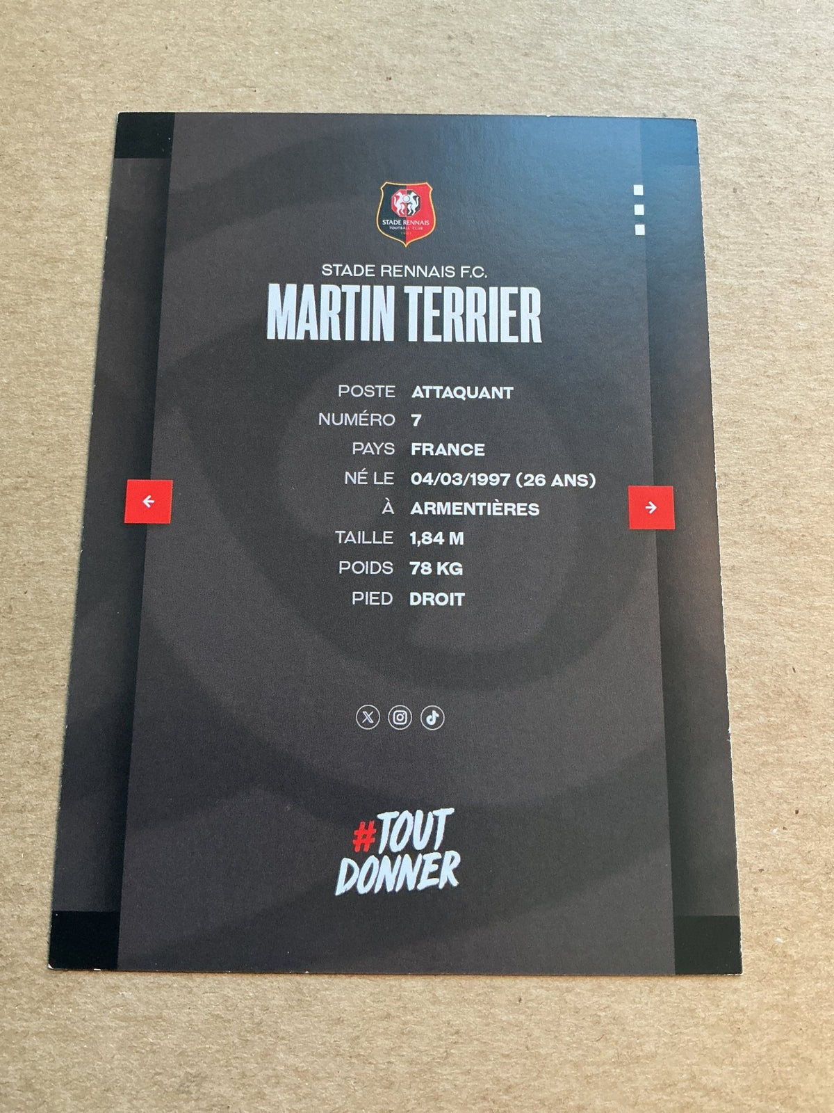 Martin Terrier, France π«π· Stade Rennes FC 2023/24 hand signed - Autographs-World