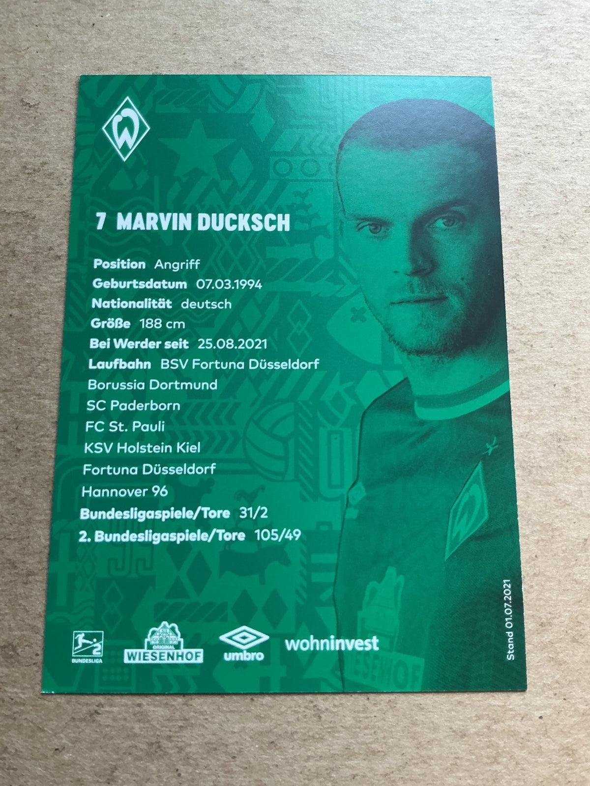 Marvin Duksch, Germany 🇩🇪 SV Werder Bremen 2021/22 hand signed - Autographs-World
